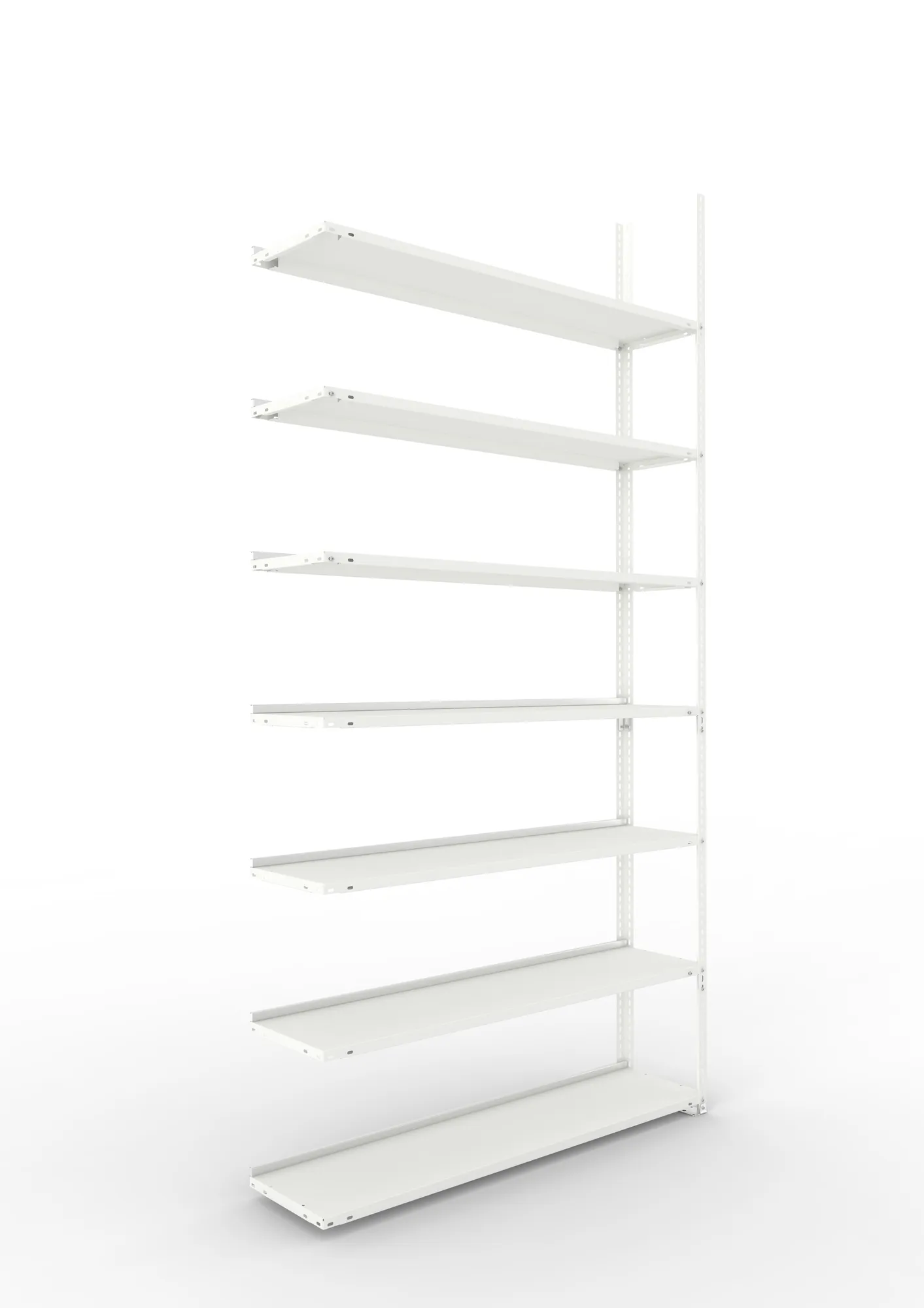 META FIX COMPACT | Büro-Schraubregal | Anbauregal | 2500 x 1250 x 300 mm | Fachlast 80 kg | 7 Ebenen | RAL 7035