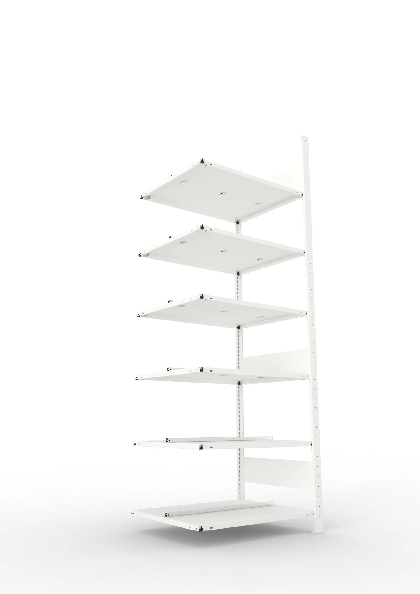 META COMPACT | Büro-Steckregal | Anbauregal | 2200 x 750 x 600 mm | Fachlast 100 kg | 6 Ebenen | RAL 7035