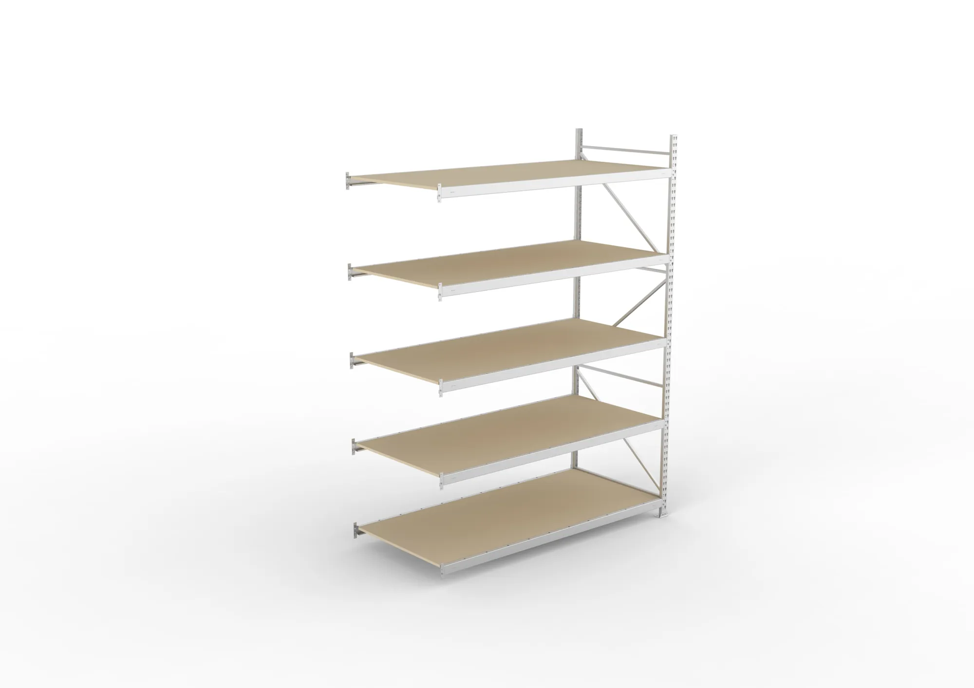META MINI-RACK Weitspannregal | Anbauregal | 3000 x 2200 x 1050 mm | Fachlast 600 kg | Spanplattenböden | 5 Ebenen