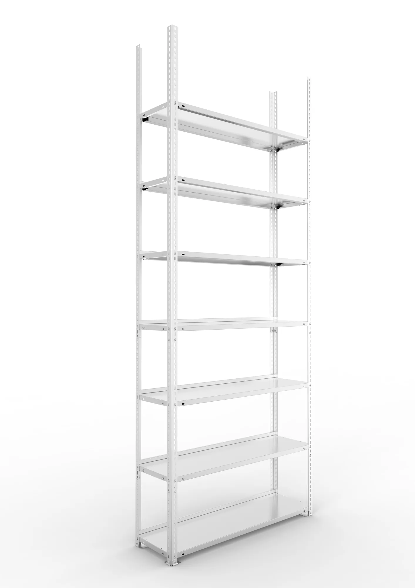META FIX COMPACT | Büro-Schraubregal | Grundregal | 2500 x 1000 x 300 mm | Fachlast 80 kg | 7 Ebenen | verzinkt