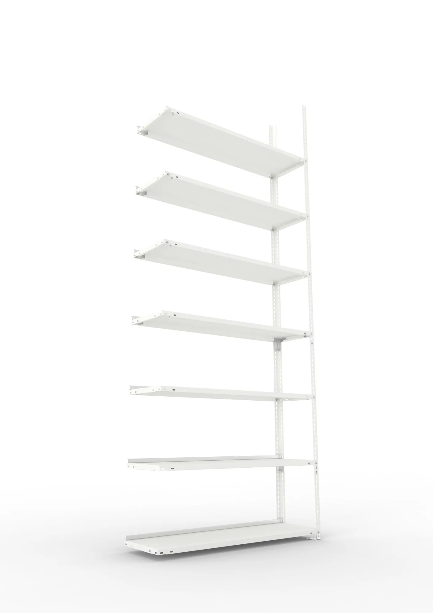 META FIX COMPACT | Büro-Schraubregal | Anbauregal | 2500 x 1000 x 300 mm | Fachlast 80 kg | 7 Ebenen | RAL 7035