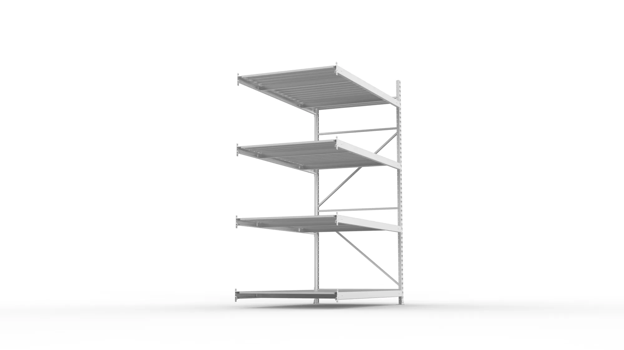 META MINI-RACK Weitspannregal | Anbauregal | 2500 x 1800 x 1050 mm | Fachlast 600 kg | Stahlpaneelböden | 4 Ebenen