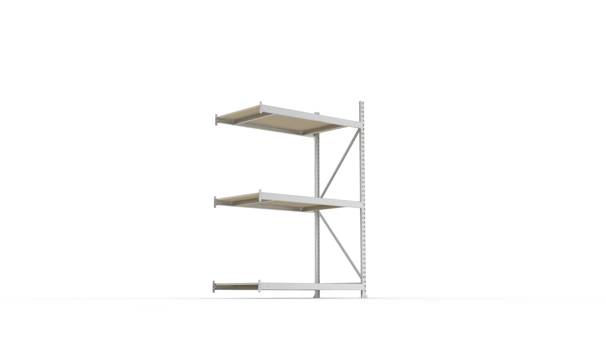 META MINI-RACK Weitspannregal | Anbauregal | 2200 x 1400 x 800 mm | Fachlast 600 kg | Spanplattenböden | 3 Ebenen