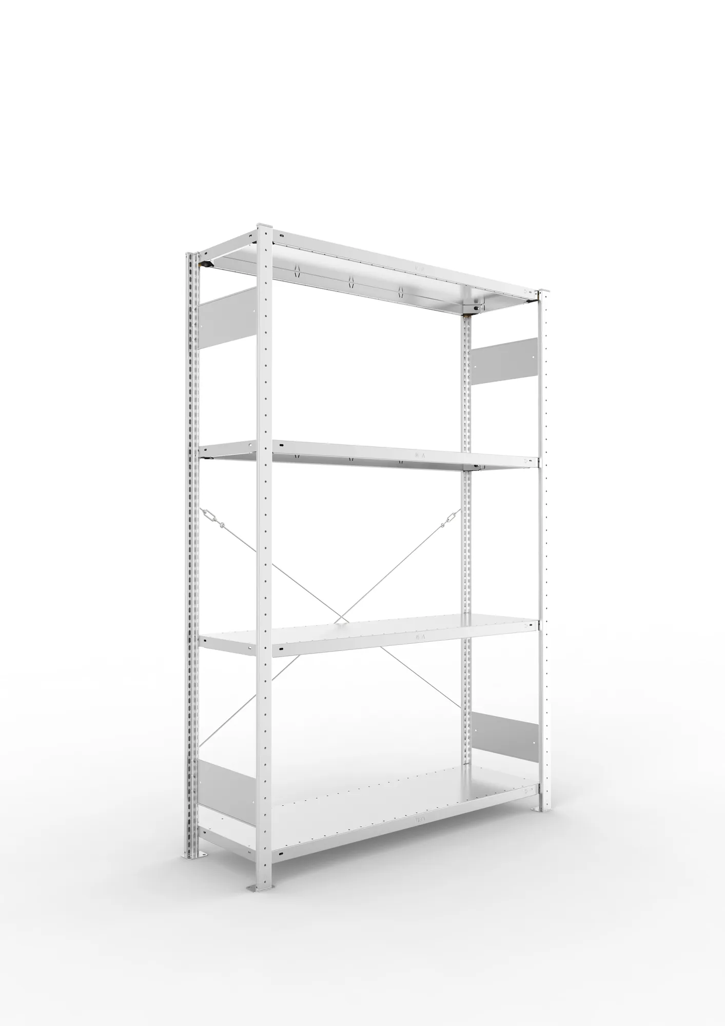 META CLIP S3 | Fachbodenregal | Grundregal | 2000 x 1300 x 400 mm | Fachlast 230 kg | 3+1 Ebenen | verzinkt