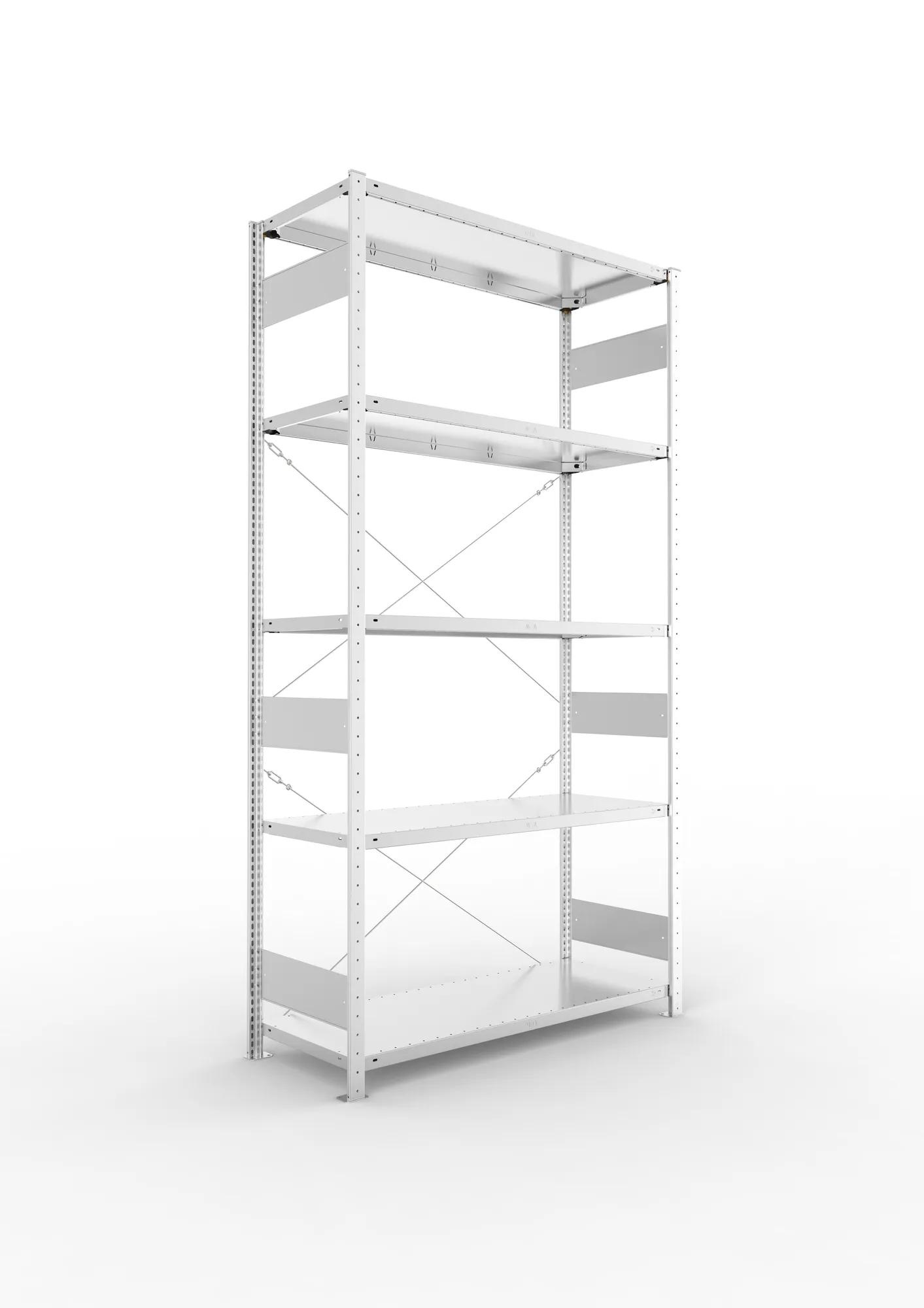 META CLIP S3 | Fachbodenregal | Doppel-Grundregal | 2000 x 1000 x 300 mm | Fachlast 100 kg | 4+1 Ebenen | RAL 7035