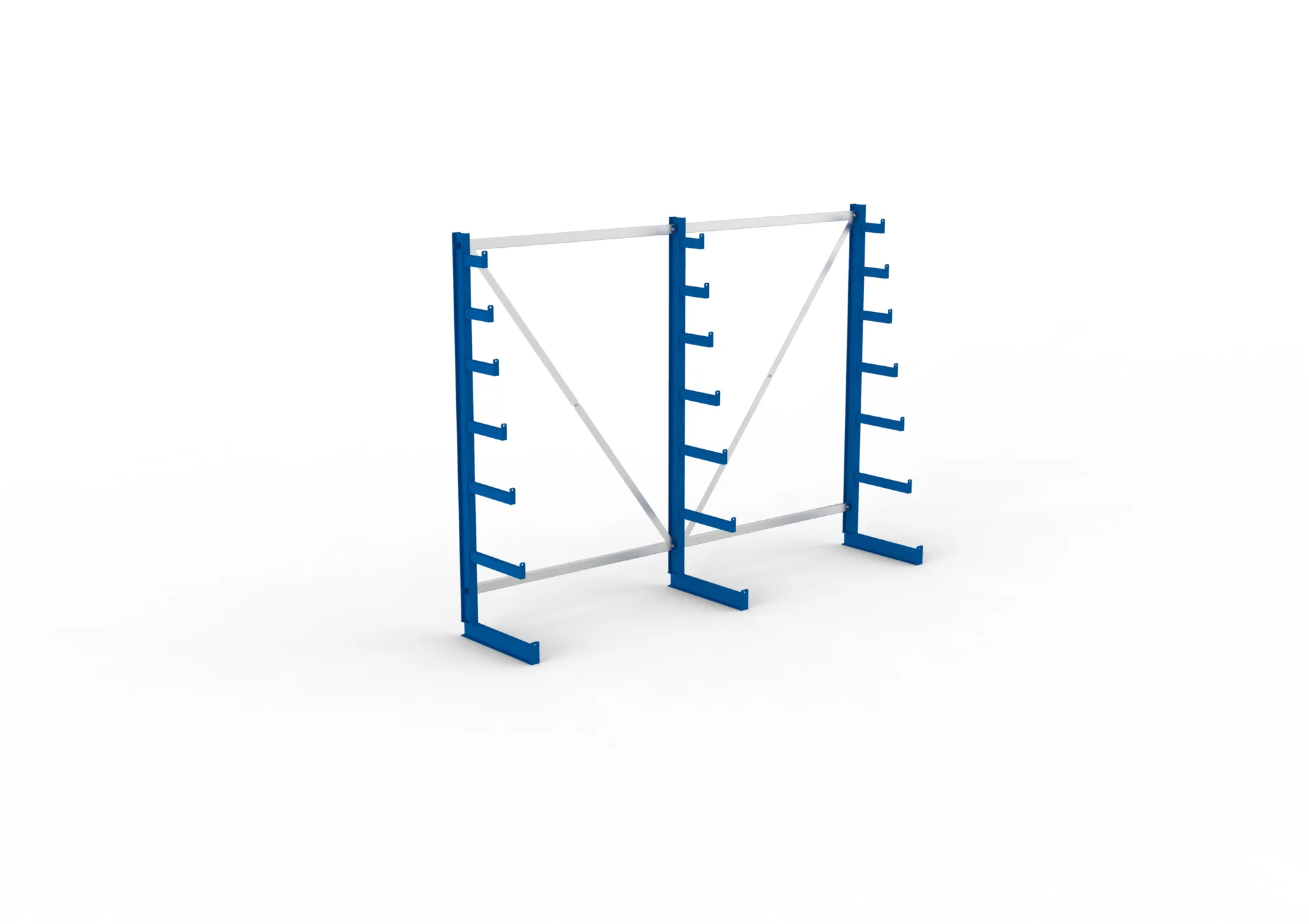 META ATLAS ST | Langgutregal | 2 Felder | 2000 x 2700 x 500 mm | Armlast 200 kg | einseitig | 6+1 Ebenen | RAL 5010