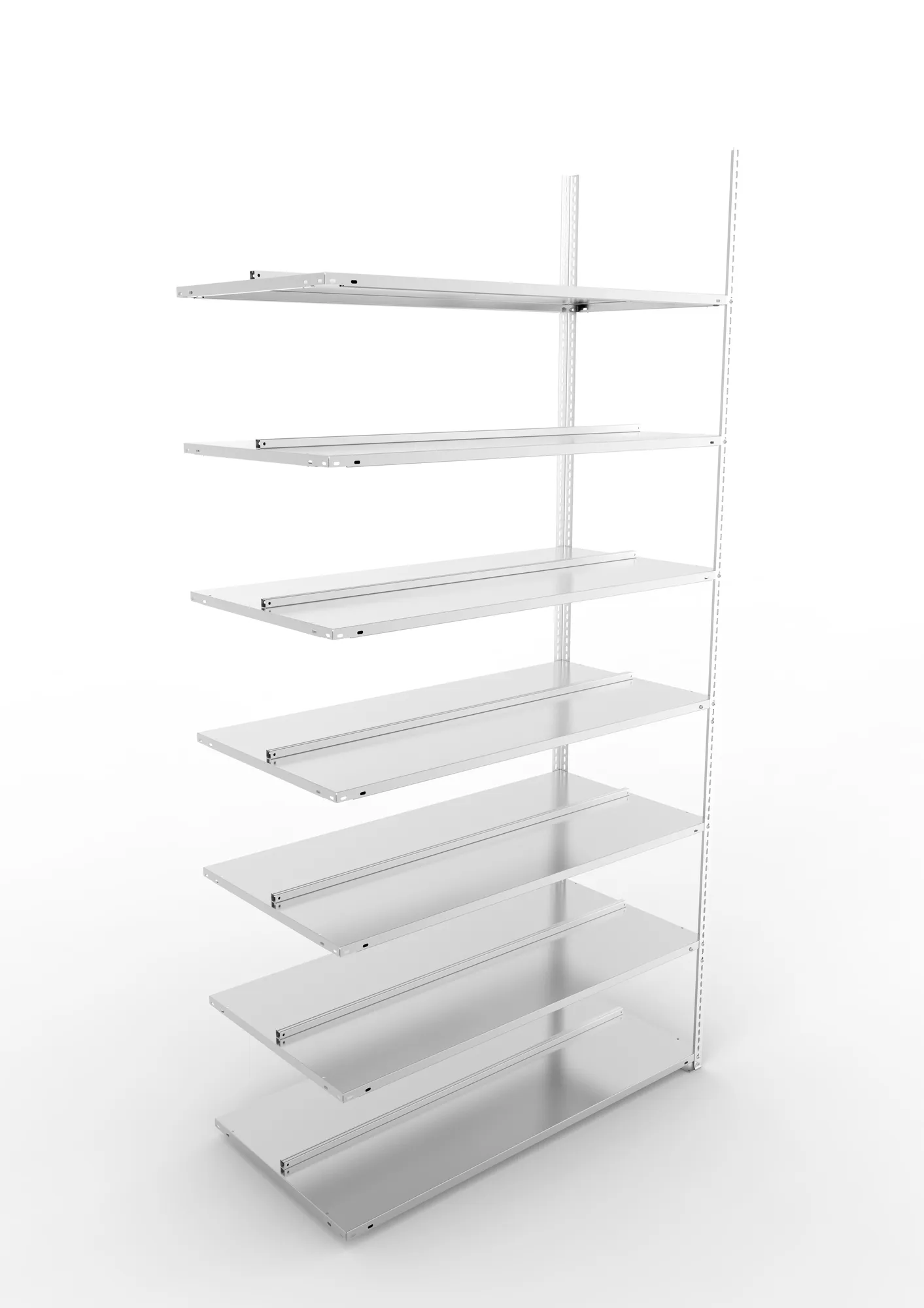 META FIX COMPACT | Büro-Schraubregal | Anbauregal | 2500 x 1250 x 600 mm | Fachlast 100 kg | 7 Ebenen | verzinkt