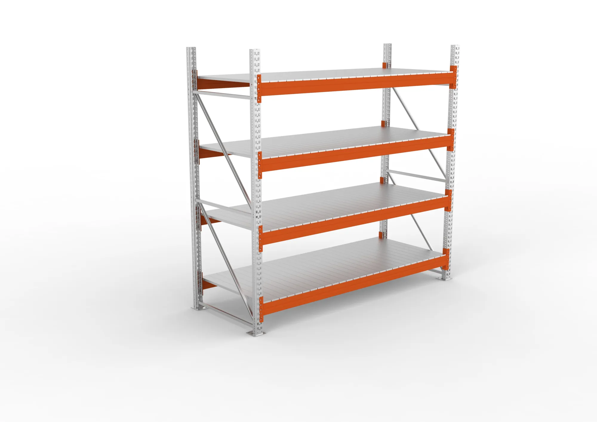 META MULTIPAL | Großfachregal | Grundregal | 2700 x 2700 x 1100 mm | Fachlast 2400 kg | 4 Ebenen | Stahlpaneele | verzinkt
