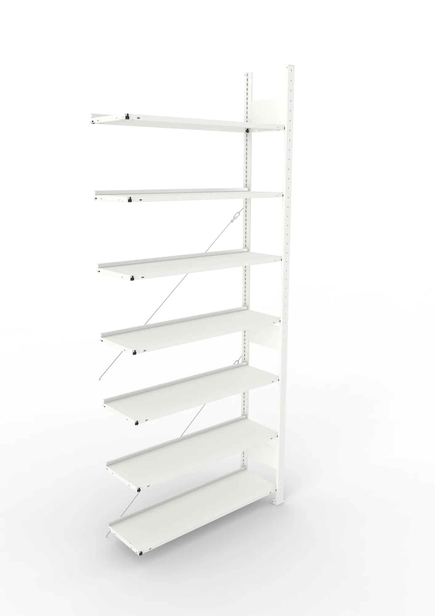 META COMPACT | Büro-Steckregal | Anbauregal | 2500 x 1100 x 300 mm | Fachlast 80 kg | 7 Ebenen | RAL 7035