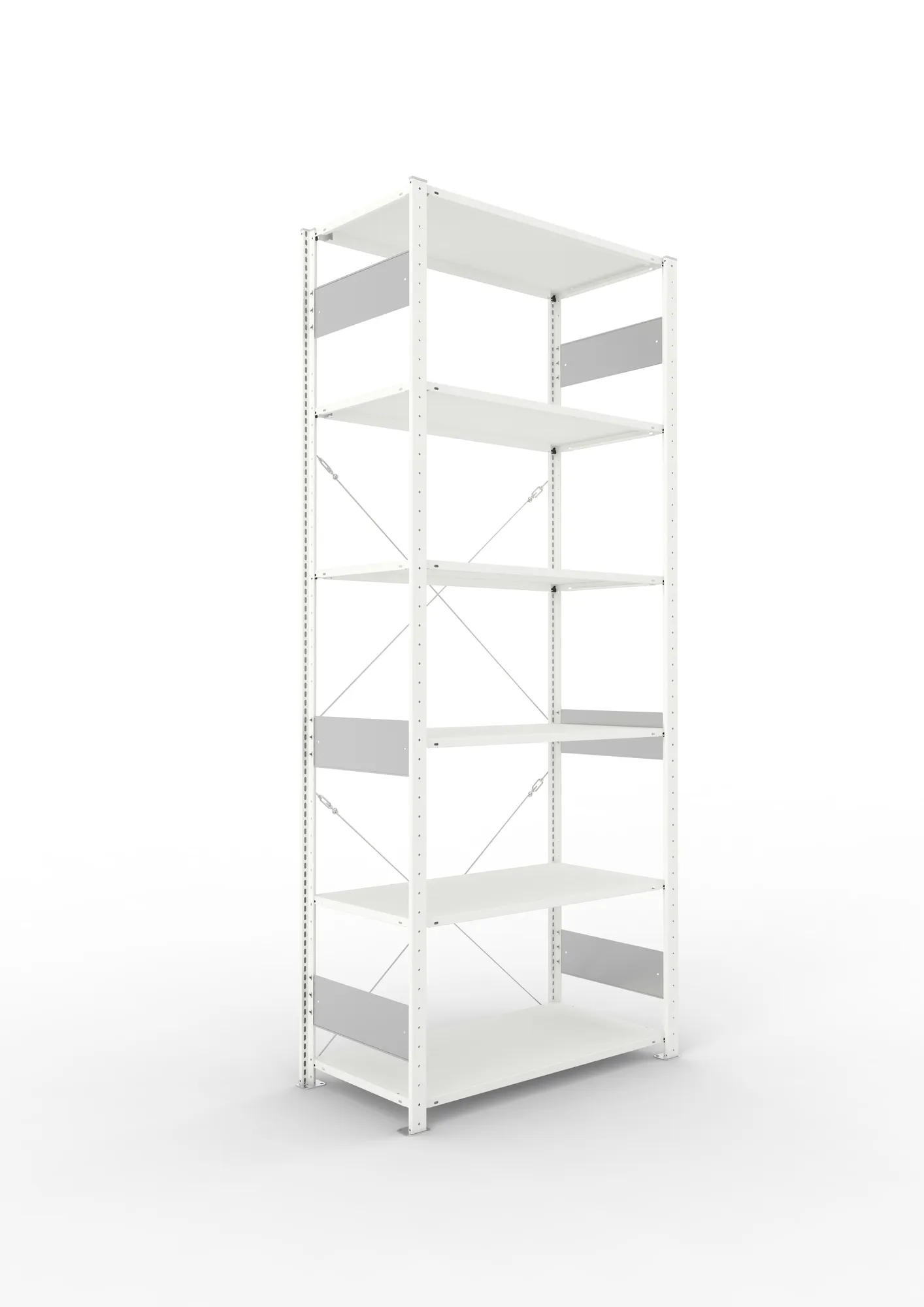 META CLIP S3 | Fachbodenregal | Grundregal | 2500 x 1000 x 500 mm | Fachlast 80 kg | 5+1 Ebenen | RAL 7035