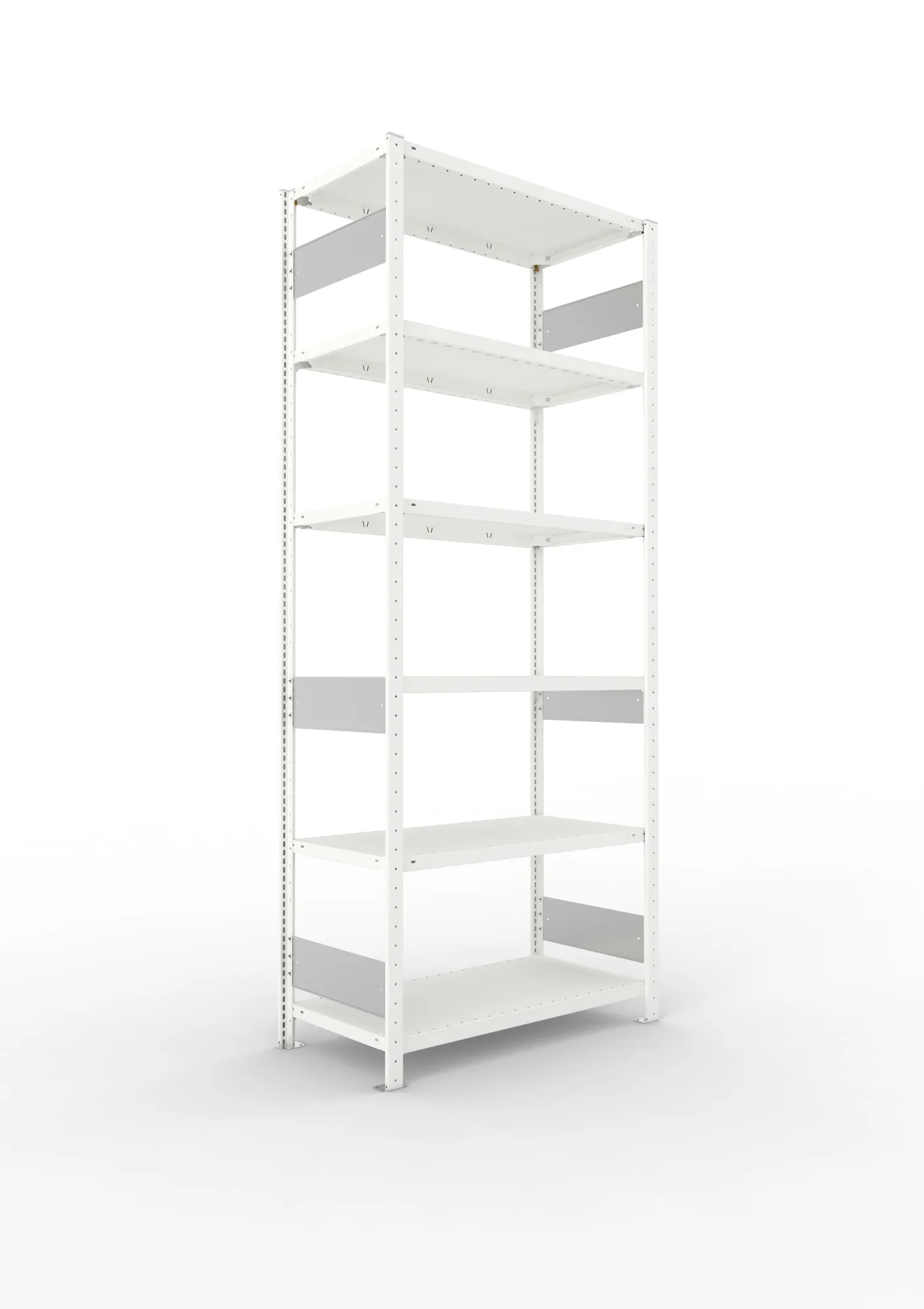 META CLIP S3 | Fachbodenregal | Grundregal | 2500 x 1000 x 500 mm | Fachlast 150 kg | 5+1 Ebenen | Längsriegel | RAL 7035