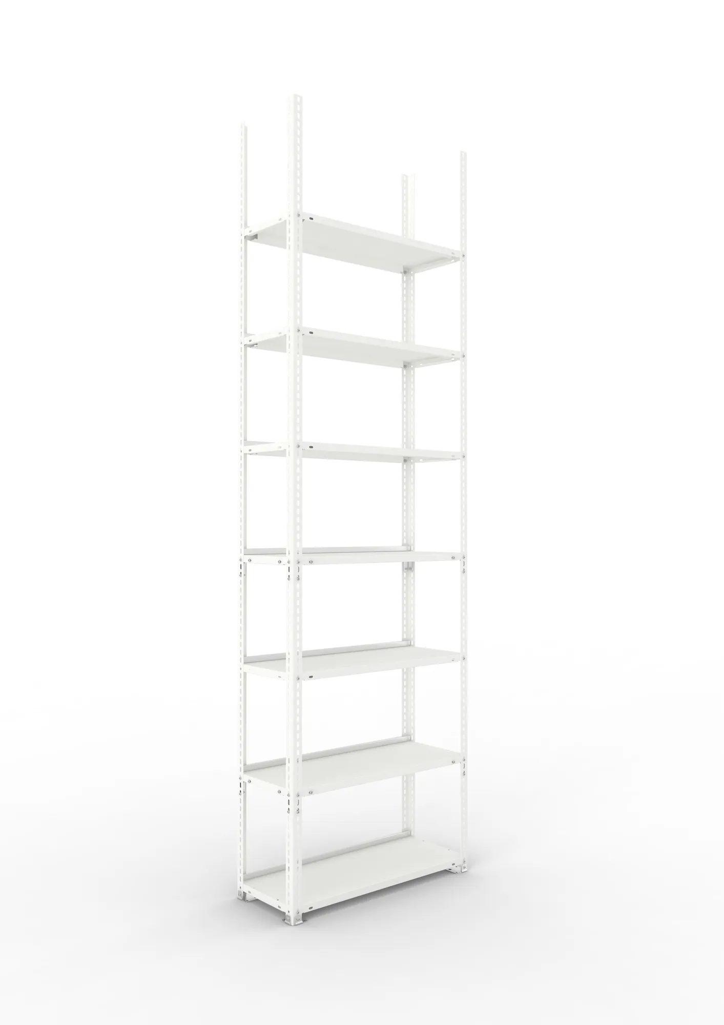 META FIX COMPACT | Büro-Schraubregal | Grundregal | 2500 x 750 x 300 mm | Fachlast 80 kg | 7 Ebenen | RAL 7035