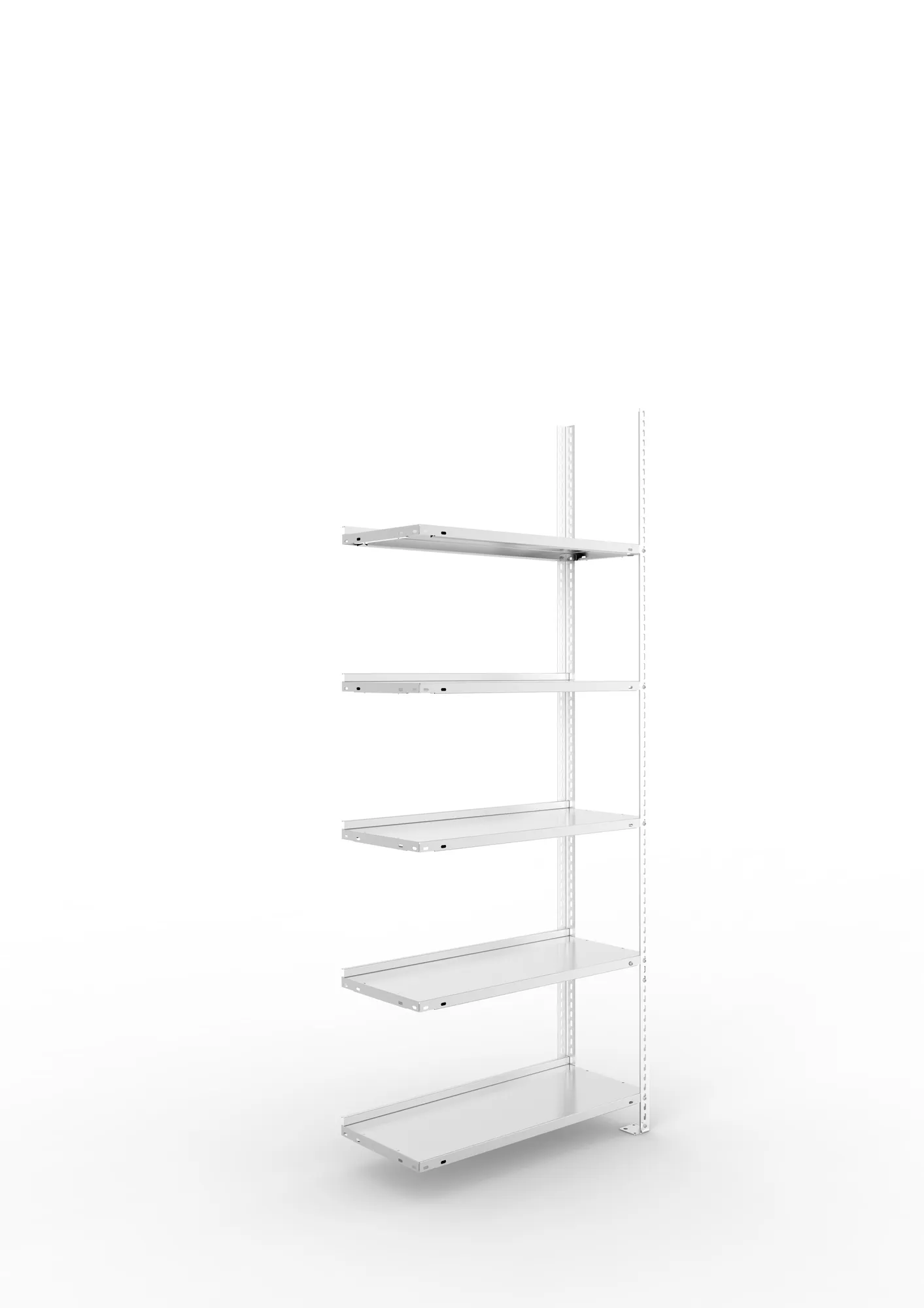 META FIX COMPACT | Büro-Schraubregal | Anbauregal | 1850 x 750 x 300 mm | Fachlast 80 kg | 5 Ebenen | verzinkt