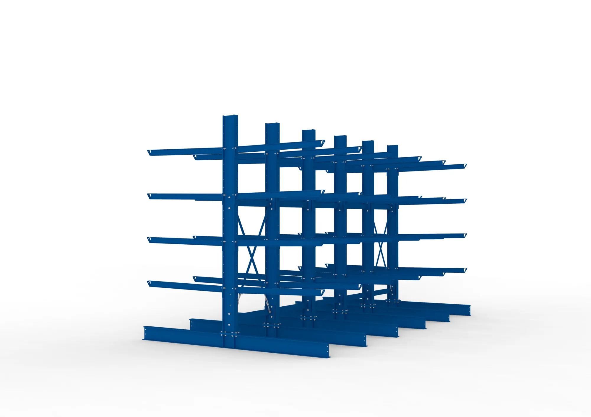 META MULTISTRONG H | Kragarmregal | 5 Felder | 3000 x 5000 x 1250 mm | Armlast 400 kg | doppelseitig | 4+1 Ebenen