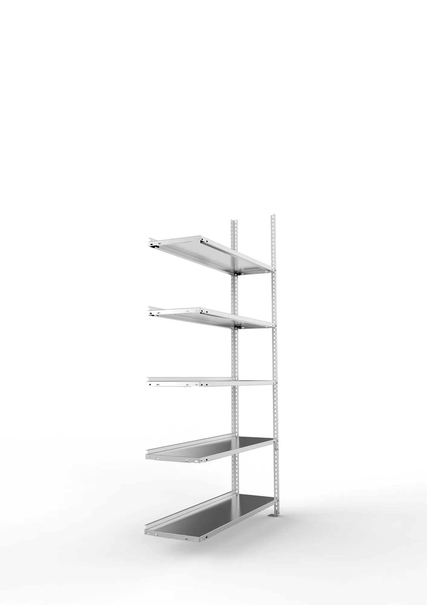 META FIX COMPACT | Büro-Schraubregal | Anbauregal | 1850 x 1000 x 300 mm | Fachlast 80 kg | 5 Ebenen | verzinkt