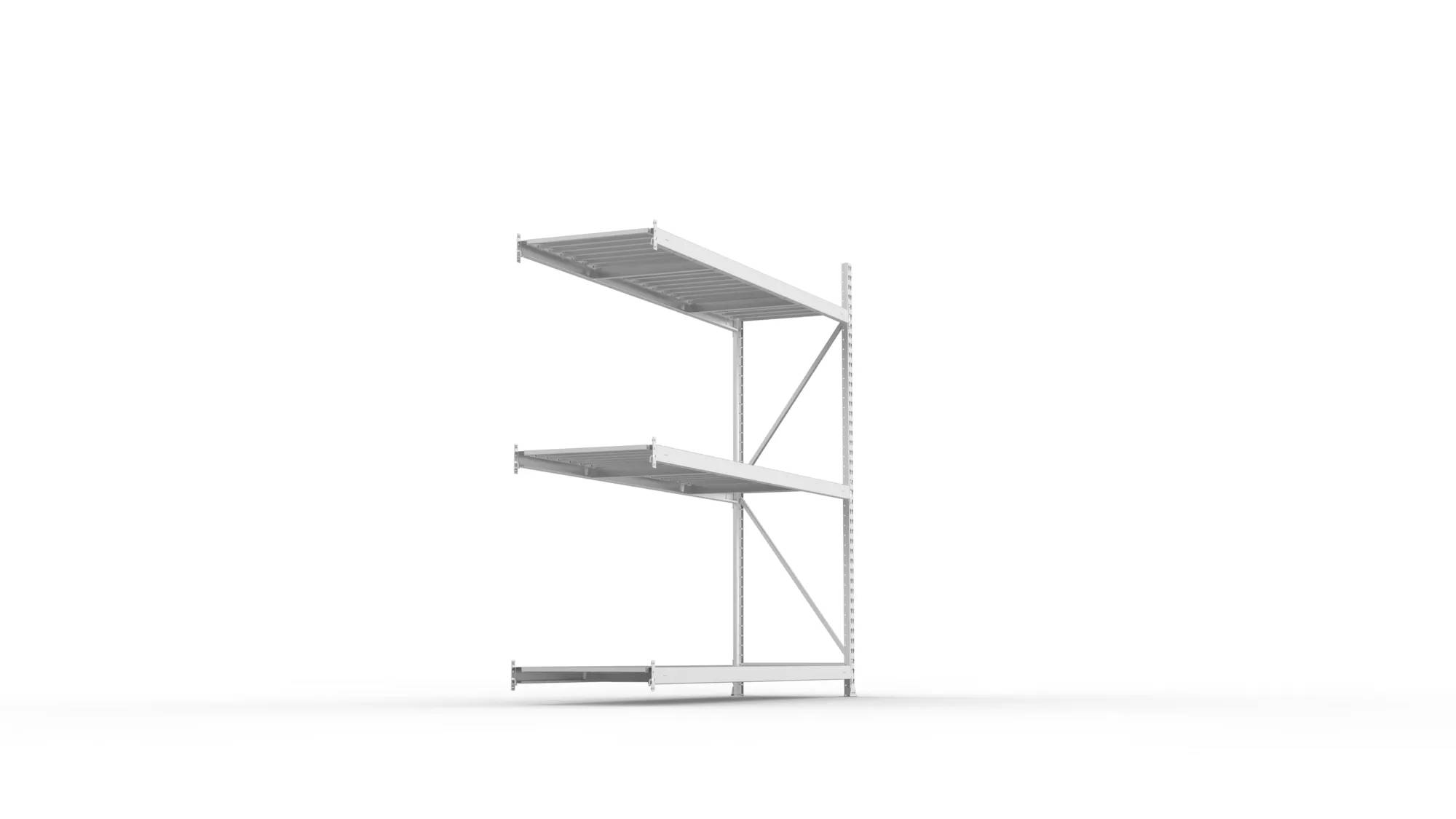META MINI-RACK Weitspannregal | Anbauregal | 2200 x 2200 x 650 mm | Fachlast 600 kg | Stahlpaneelböden | 3 Ebenen