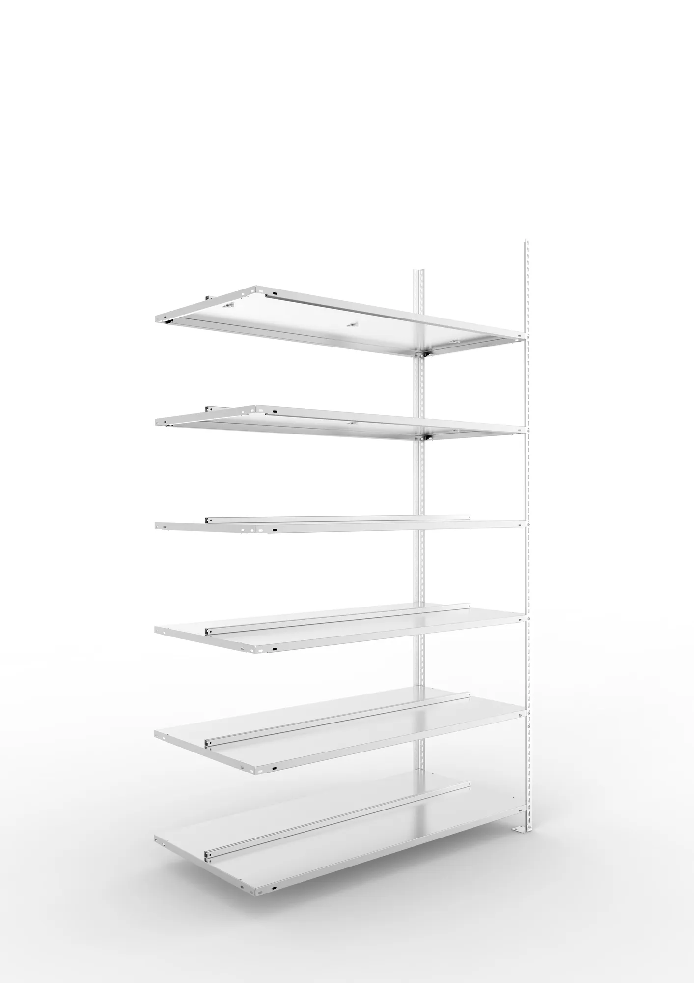 META FIX COMPACT | Büro-Schraubregal | Anbauregal | 2200 x 1250 x 600 mm | Fachlast 100 kg | 6 Ebenen | verzinkt