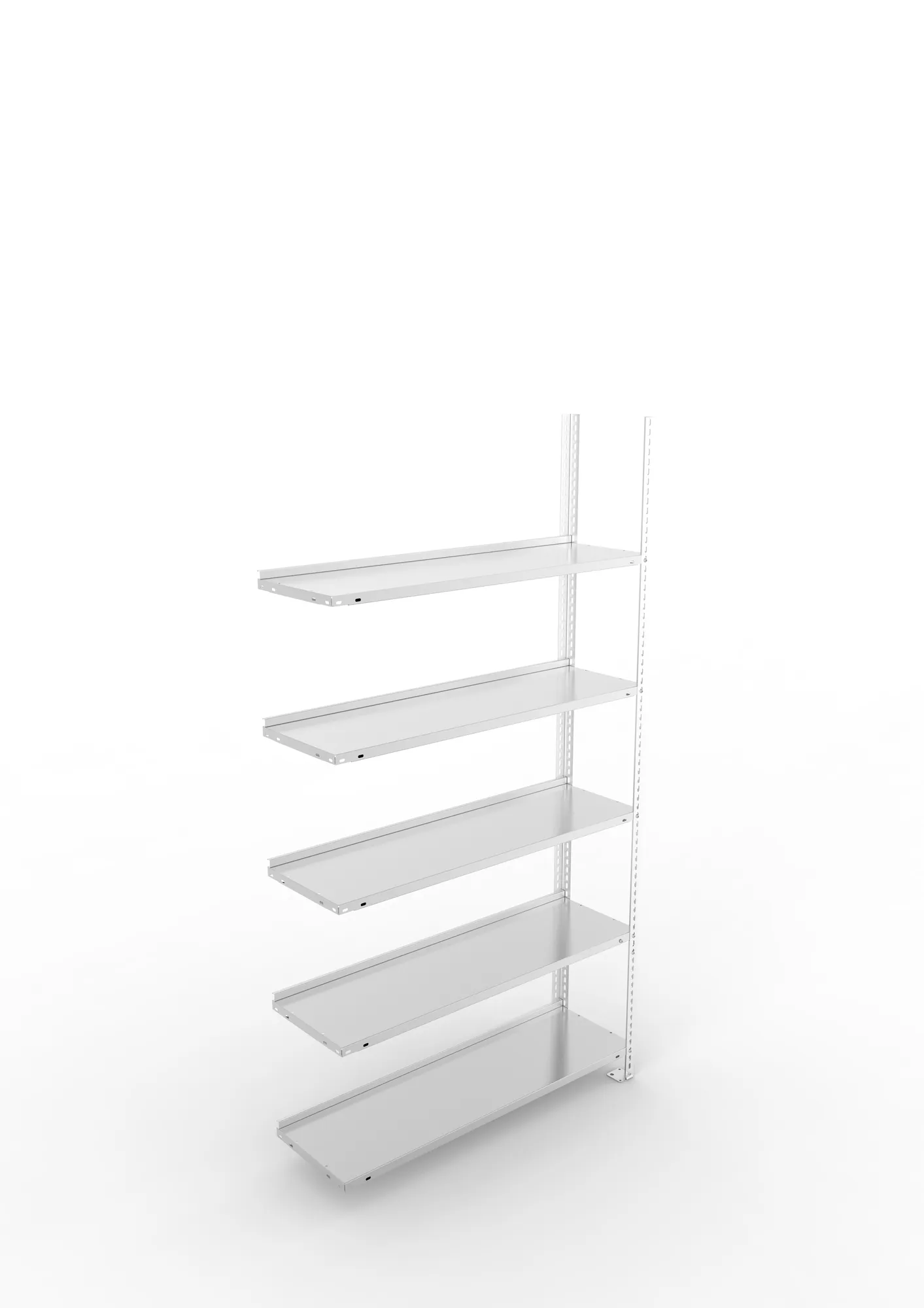 META FIX COMPACT | Büro-Schraubregal | Anbauregal | 1850 x 1000 x 300 mm | Fachlast 80 kg | 5 Ebenen | verzinkt