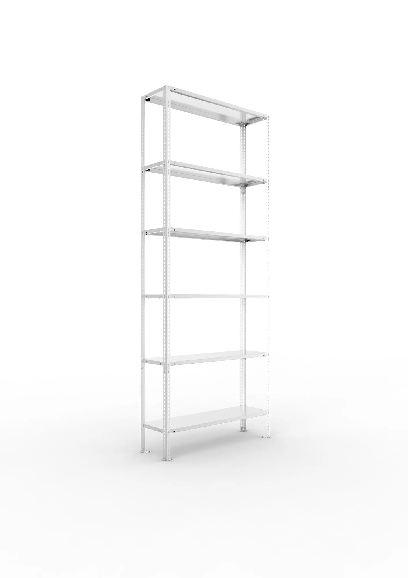 META FIX | Fachbodenregal | Grundregal | 2500 x 1000 x 300 mm | Fachlast 80 kg | 6 Ebenen | verzinkt