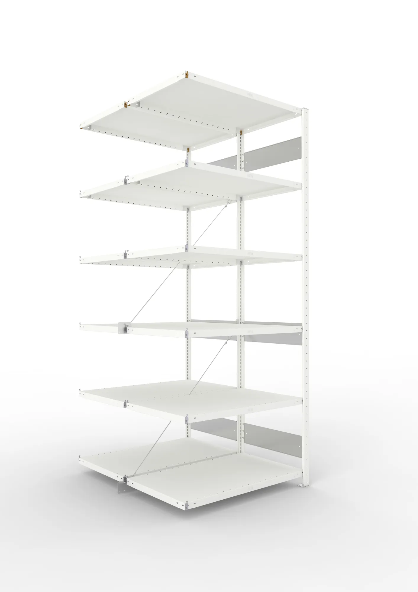 META CLIP S3 | Fachbodenregal | Doppel-Anbauregal | 2500 x 1000 x 500 mm | Fachlast 230 kg | 5+1 Ebenen | RAL 7035