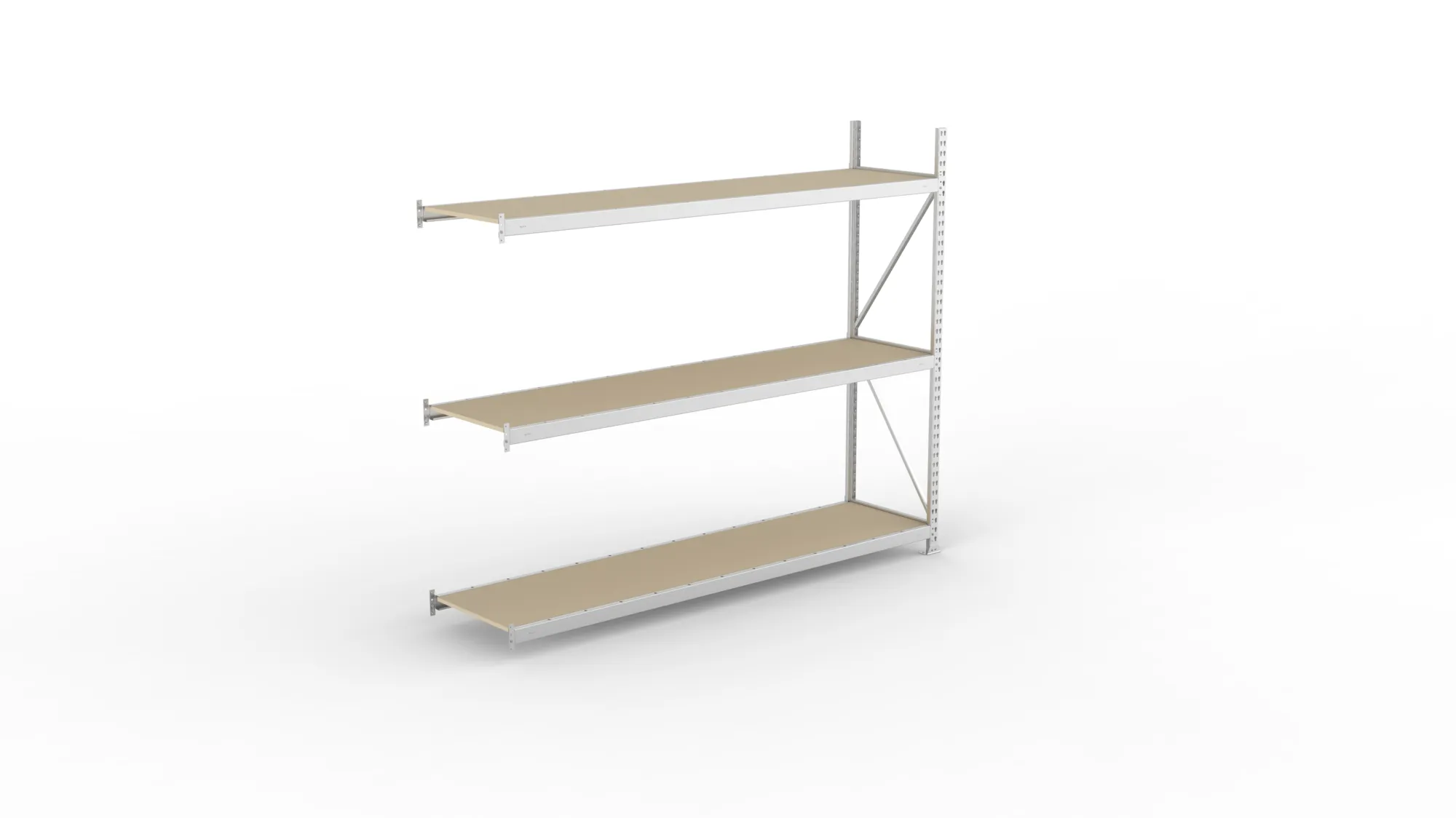 META MINI-RACK Weitspannregal | Anbauregal | 2200 x 2600 x 650 mm | Fachlast 490 kg | Spanplattenböden | 3 Ebenen