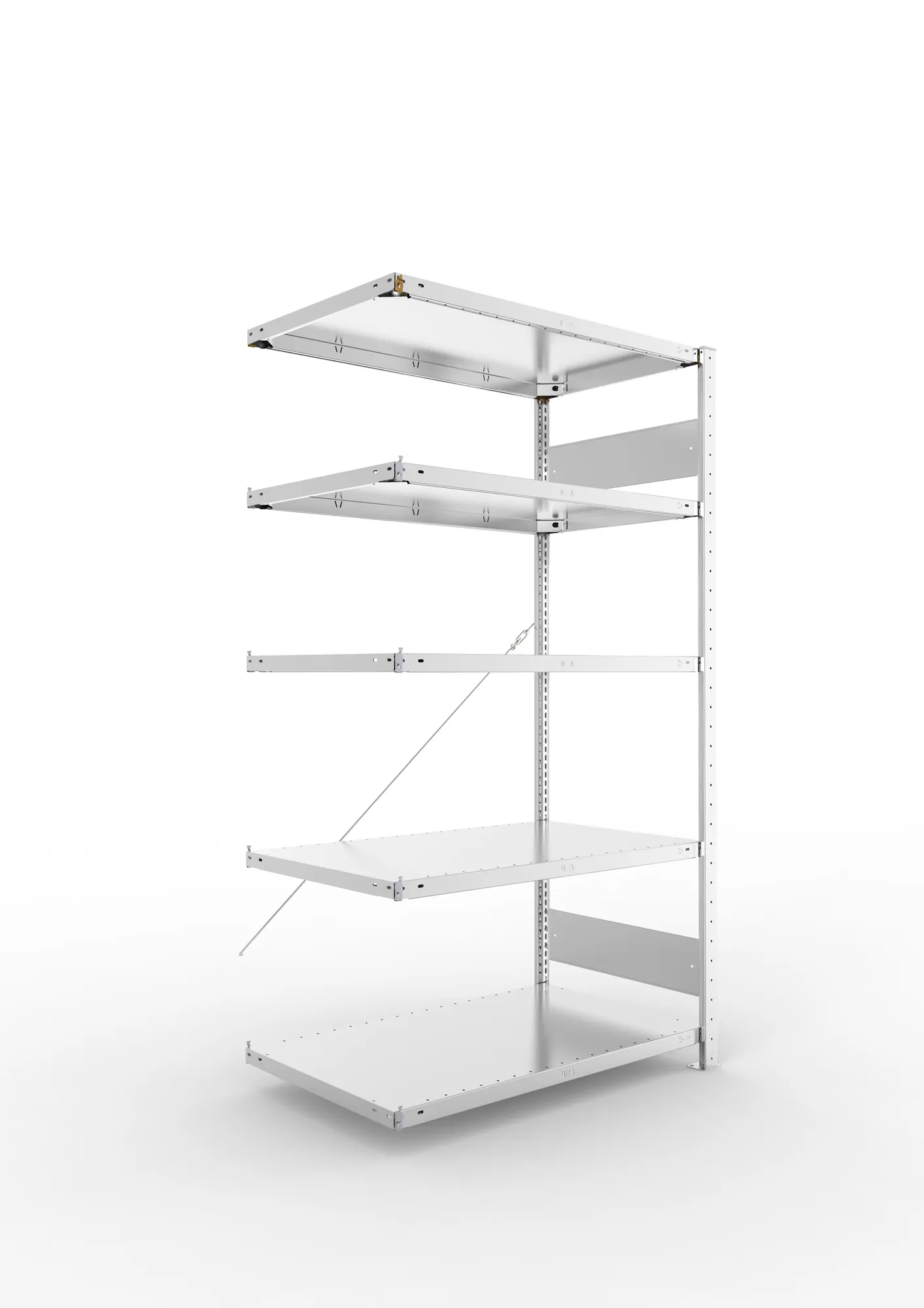 META CLIP S3 | Fachbodenregal | Anbauregal | 1850 x 1000 x 600 mm | Fachlast 150 kg | 4+1 Ebenen | verzinkt