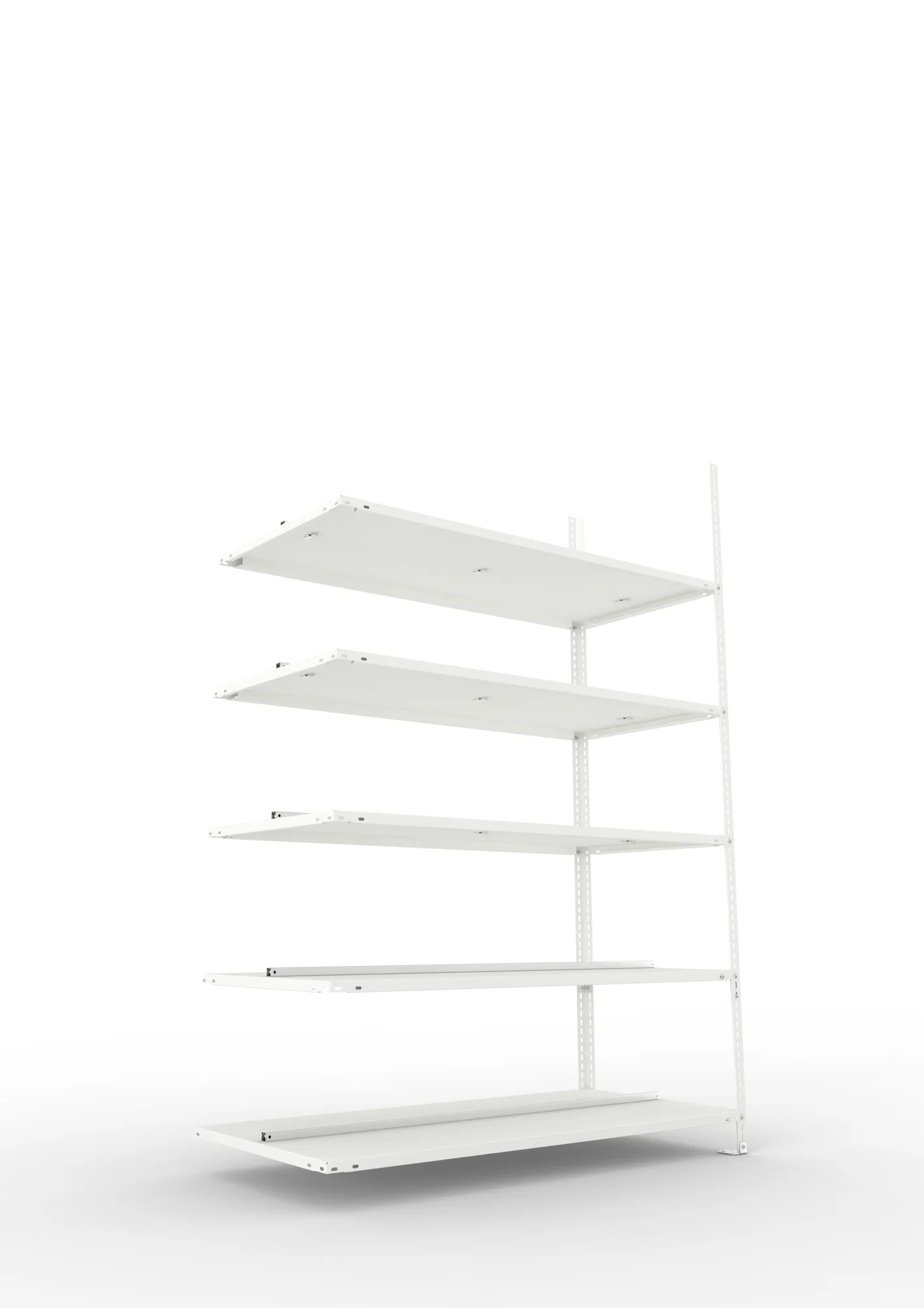 META FIX COMPACT | Büro-Schraubregal | Anbauregal | 1850 x 1250 x 600 mm | Fachlast 100 kg | 5 Ebenen | RAL 7035
