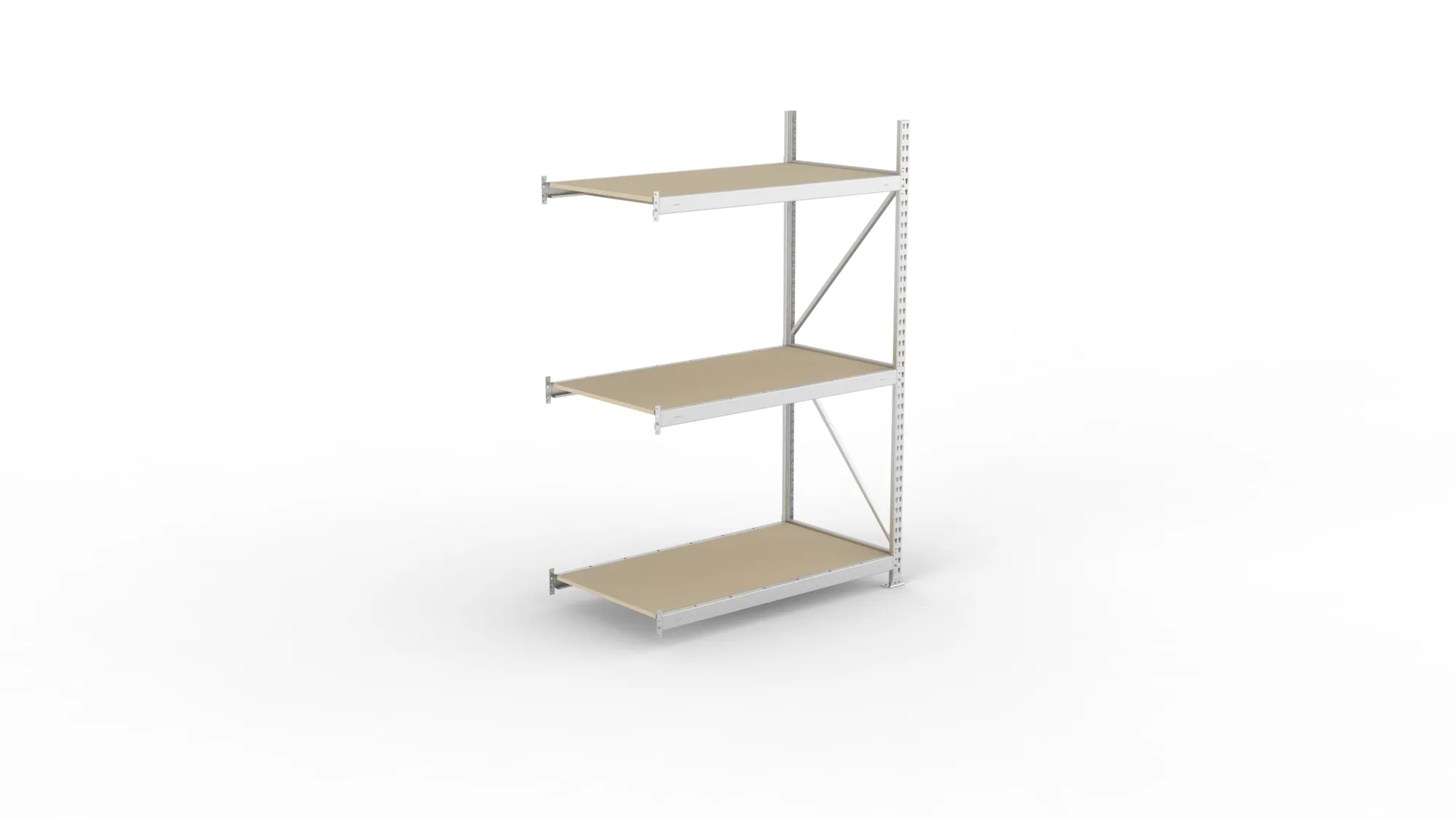 META MINI-RACK Weitspannregal | Anbauregal | 2200 x 1400 x 800 mm | Fachlast 600 kg | Spanplattenböden | 3 Ebenen
