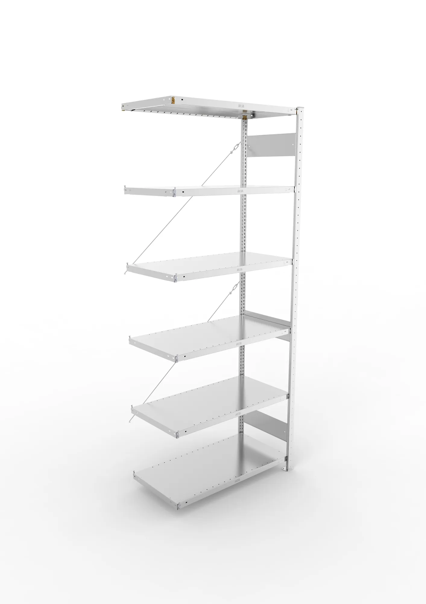 META CLIP | Fachbodenregal | Anbauregal | 2500 x 1000 x 500 mm | Fachlast 100 kg | 5+1 Ebenen | verzinkt