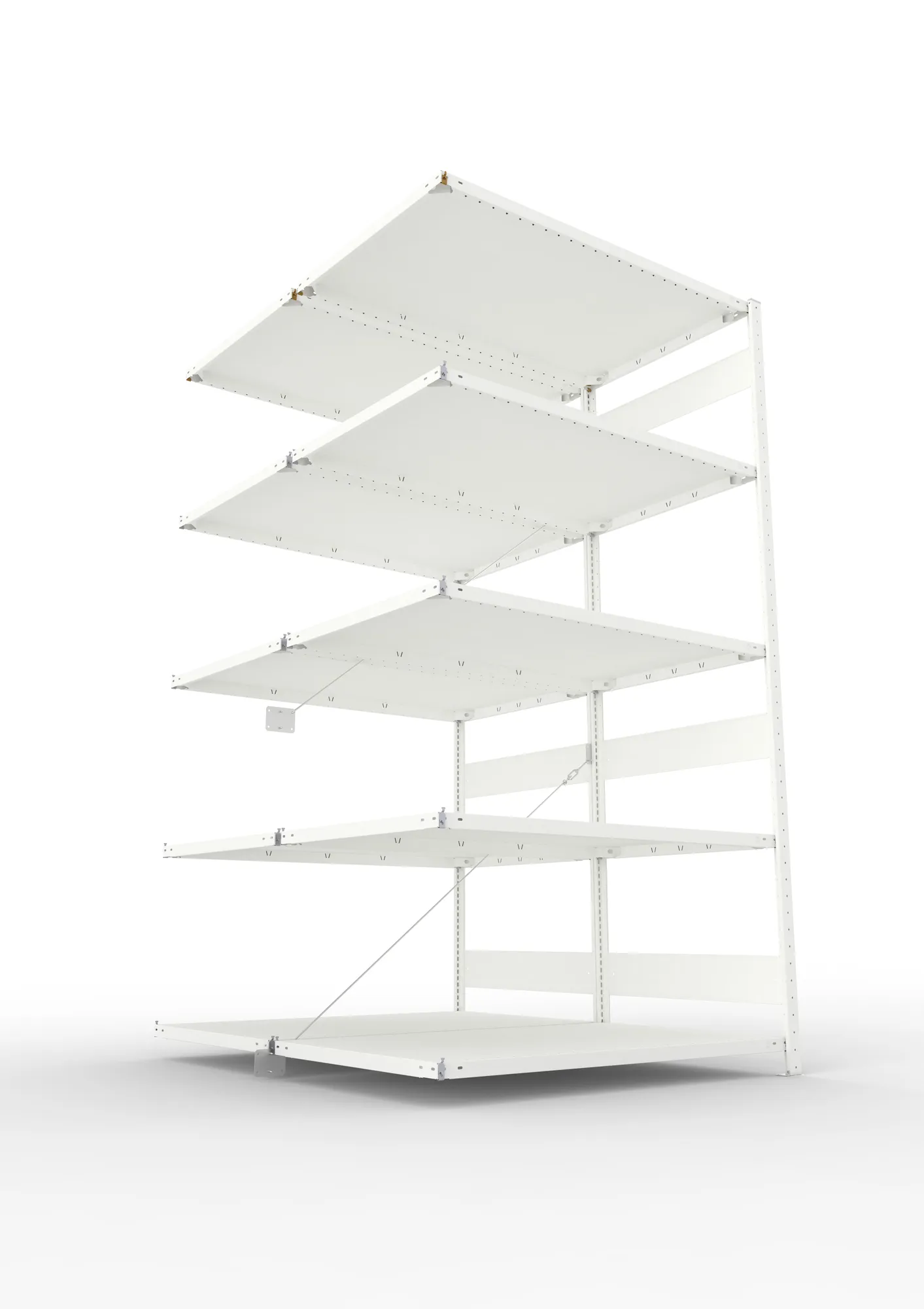 META CLIP | Fachbodenregal | Doppel-Anbauregal | 2500 x 1300 x 800 mm | Fachlast 230 kg | 4+1 Ebenen | RAL 7035