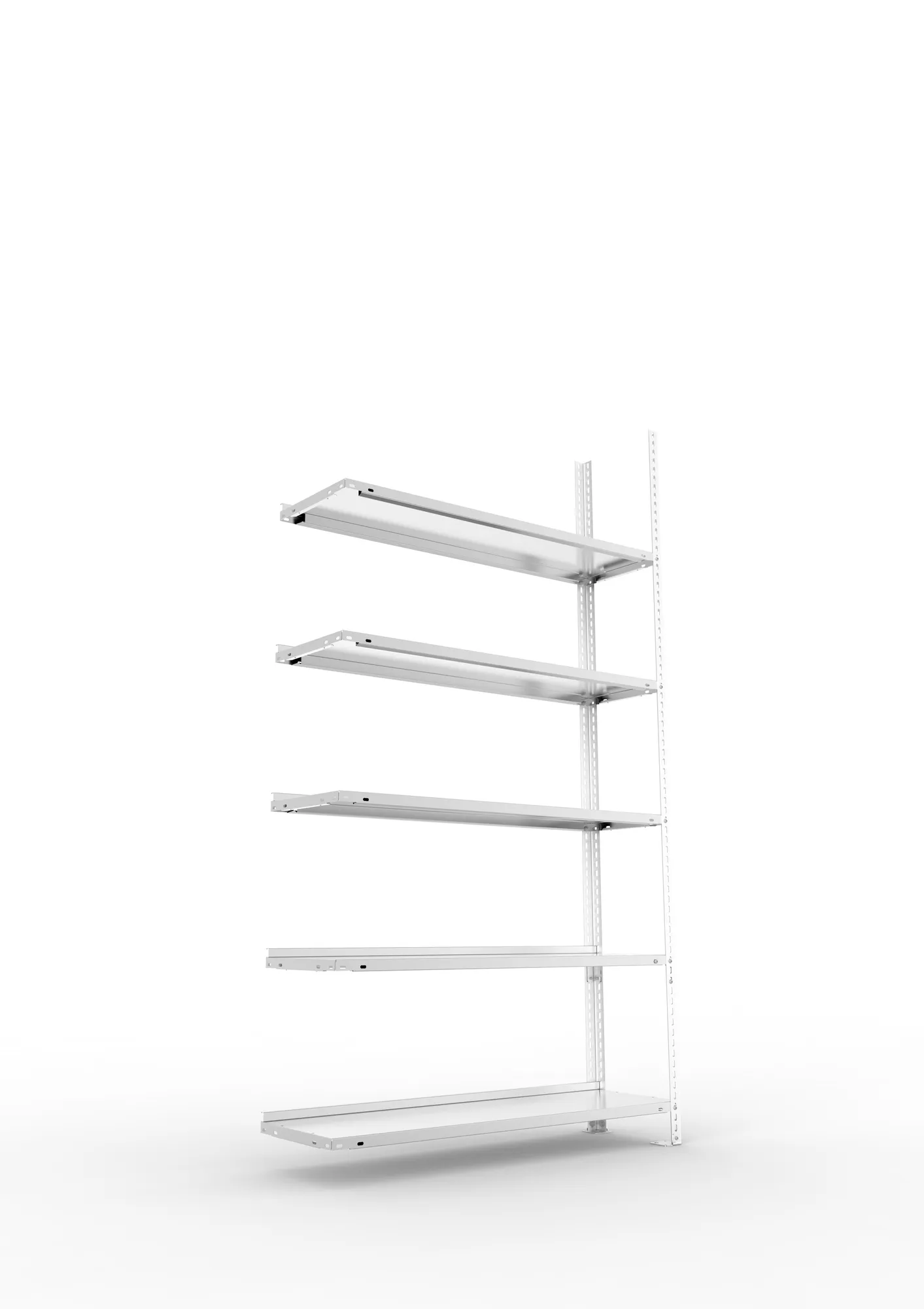 META FIX COMPACT | Büro-Schraubregal | Anbauregal | 1850 x 1000 x 300 mm | Fachlast 80 kg | 5 Ebenen | verzinkt