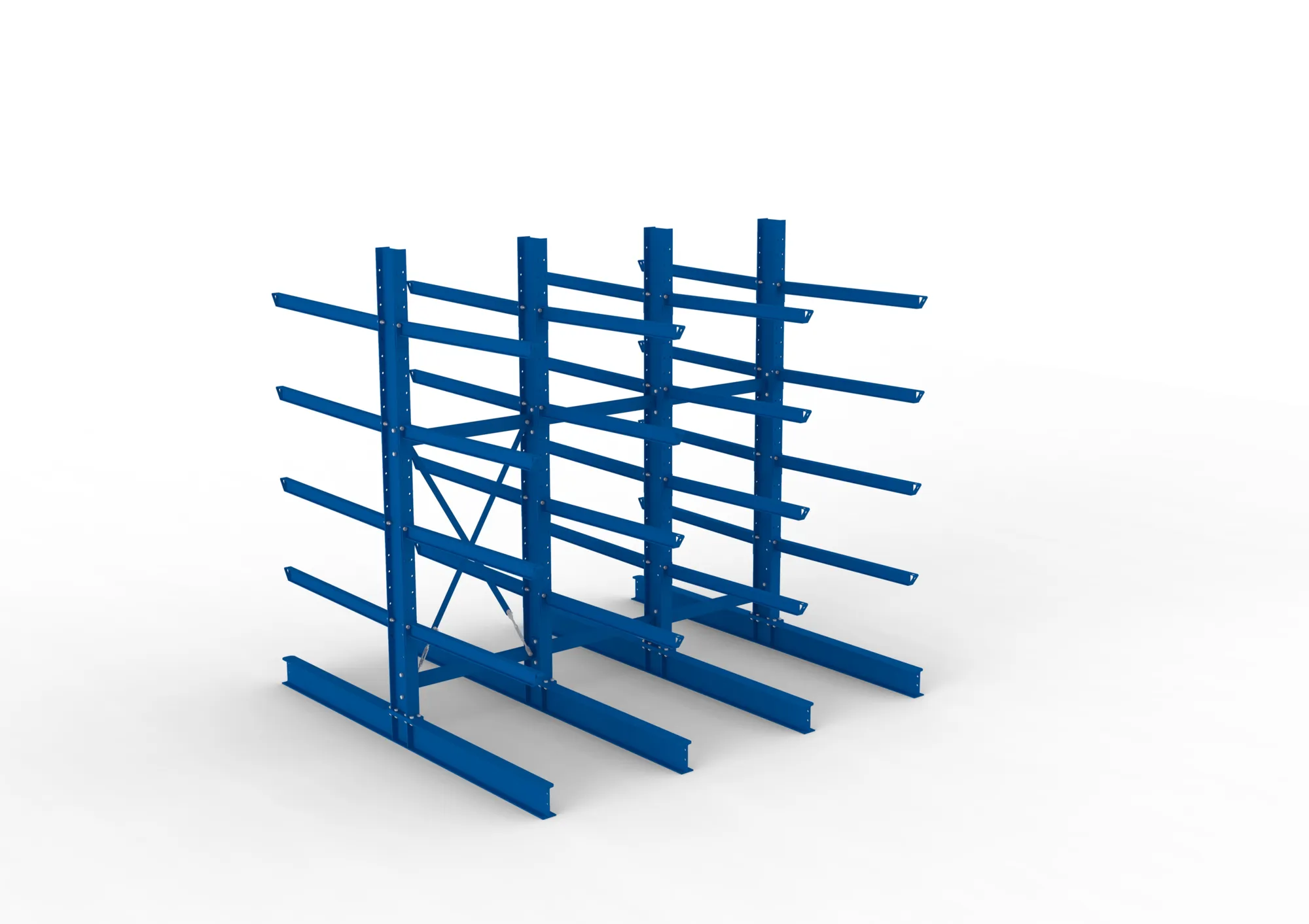 META MULTISTRONG H | Kragarmregal | 3 Felder | 3000 x 3000 x 1250 mm | Armlast 400 kg | doppelseitig | 4+1 Ebenen
