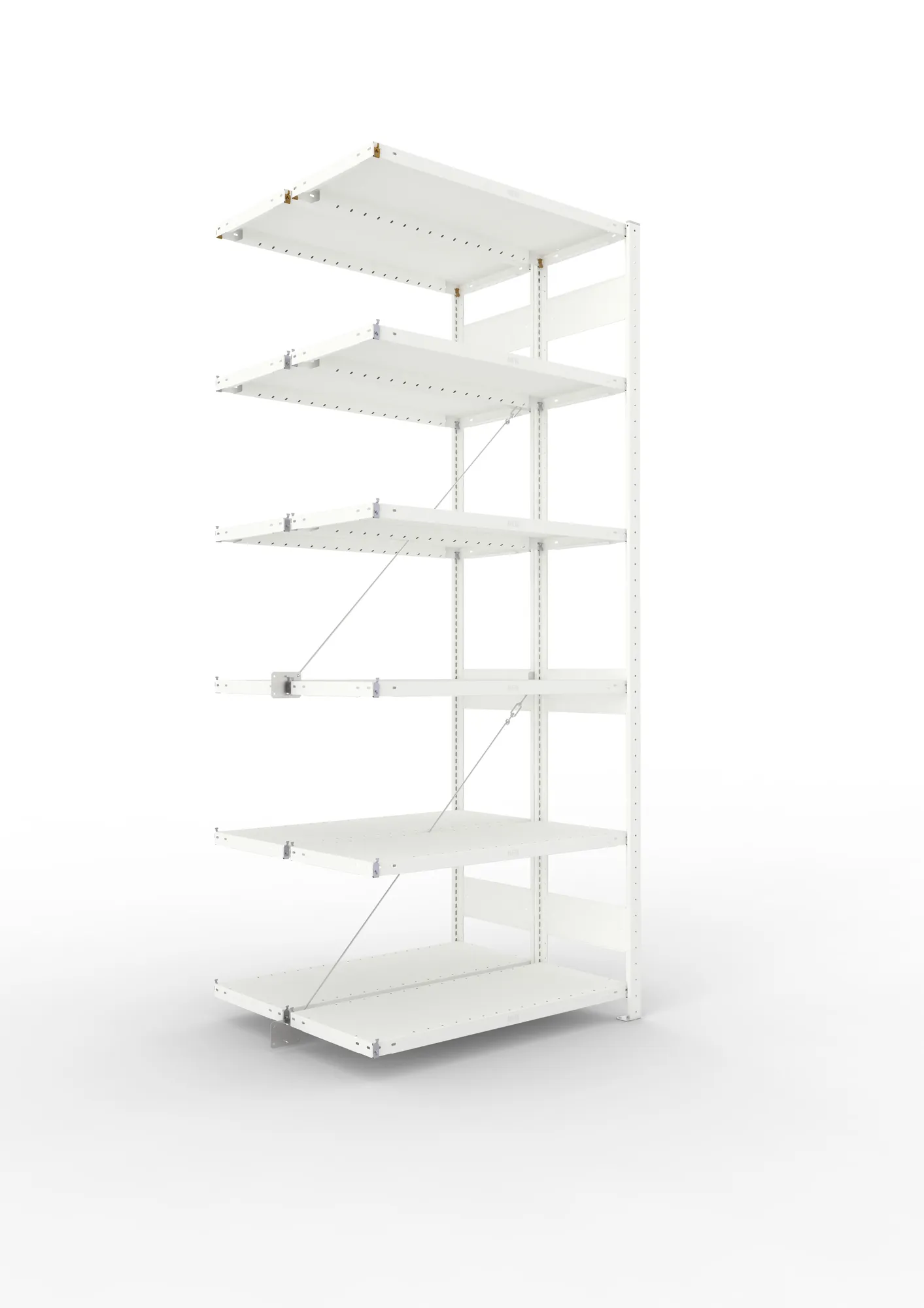 META CLIP | Fachbodenregal | Doppel-Anbauregal | 2500 x 1000 x 400 mm | Fachlast 100 kg | 5+1 Ebenen | RAL 7035