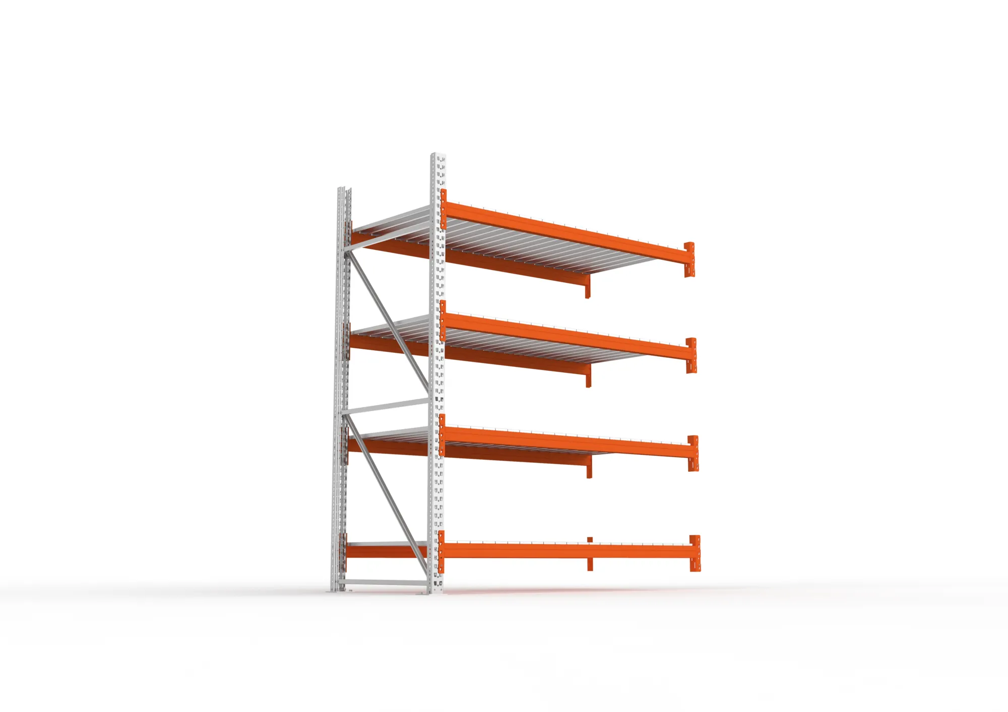 META MULTIPAL | Großfachregal | Anbauregal | 2700 x 2225 x 1100 mm | Fachlast 1900 kg | 4 Ebenen | Stahlpaneele | verzinkt