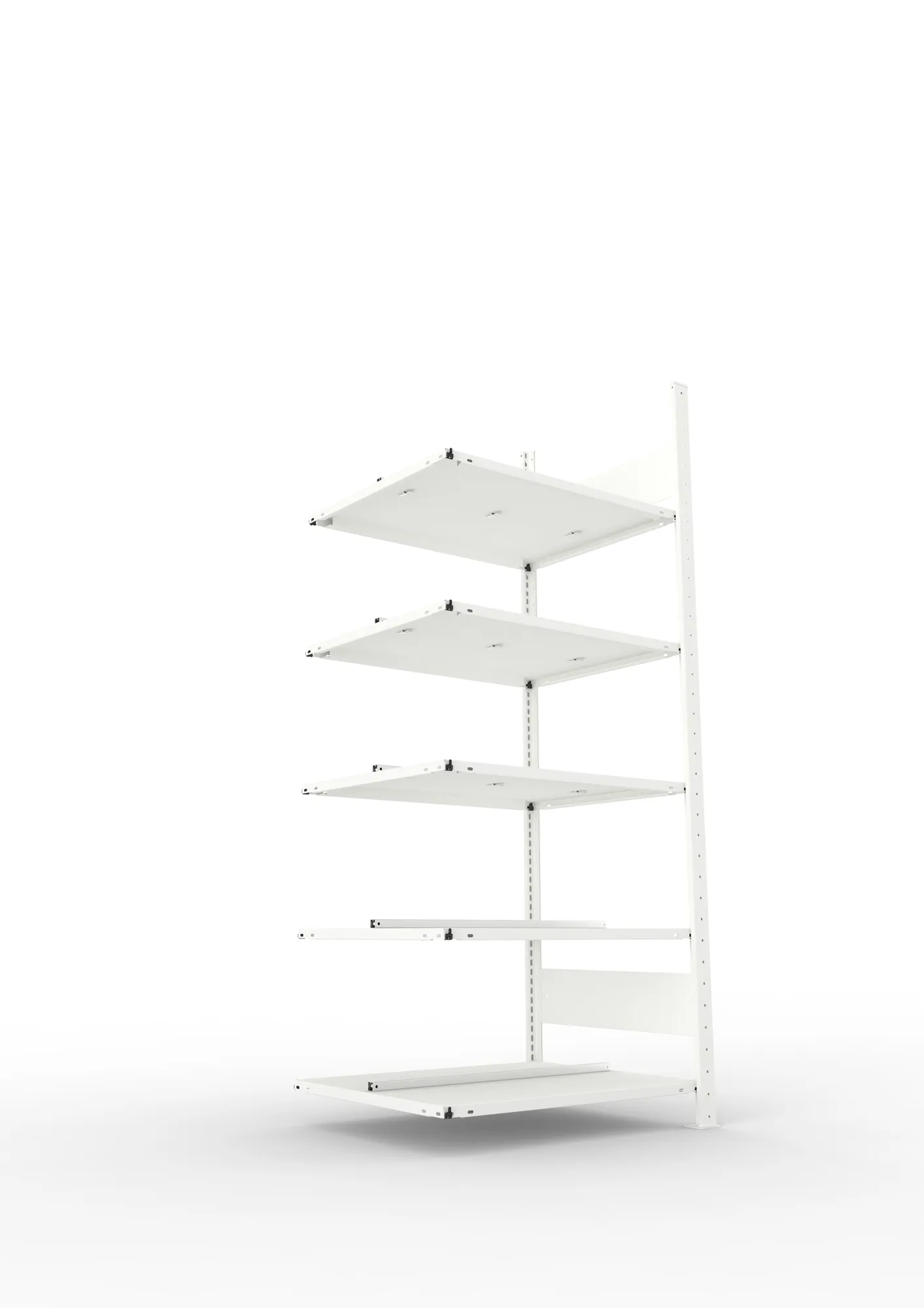 META COMPACT | Büro-Steckregal | Anbauregal | 1850 x 750 x 600 mm | Fachlast 100 kg | 5 Ebenen | RAL 7035