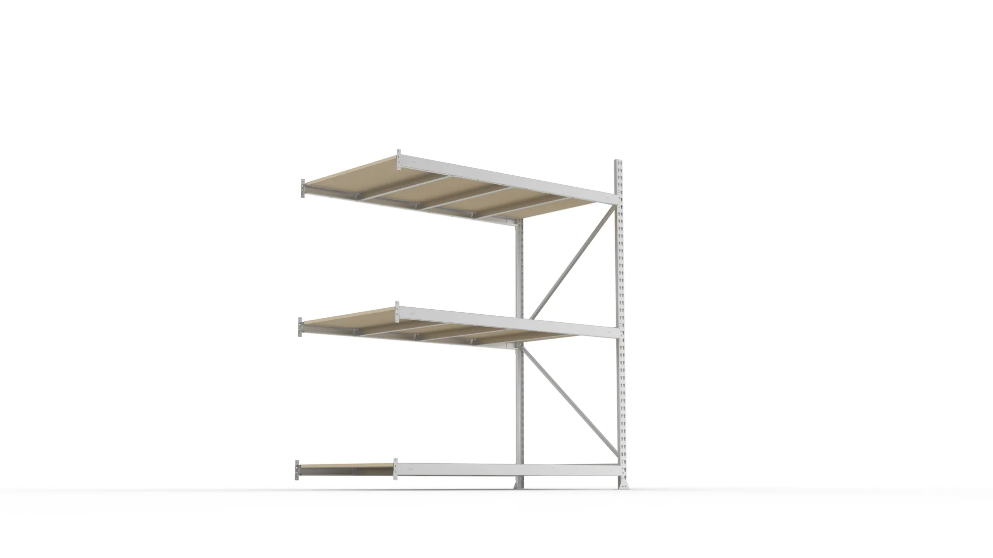META MINI-RACK Weitspannregal | Anbauregal | 2200 x 1800 x 1050 mm | Fachlast 600 kg | Spanplattenböden | 3 Ebenen