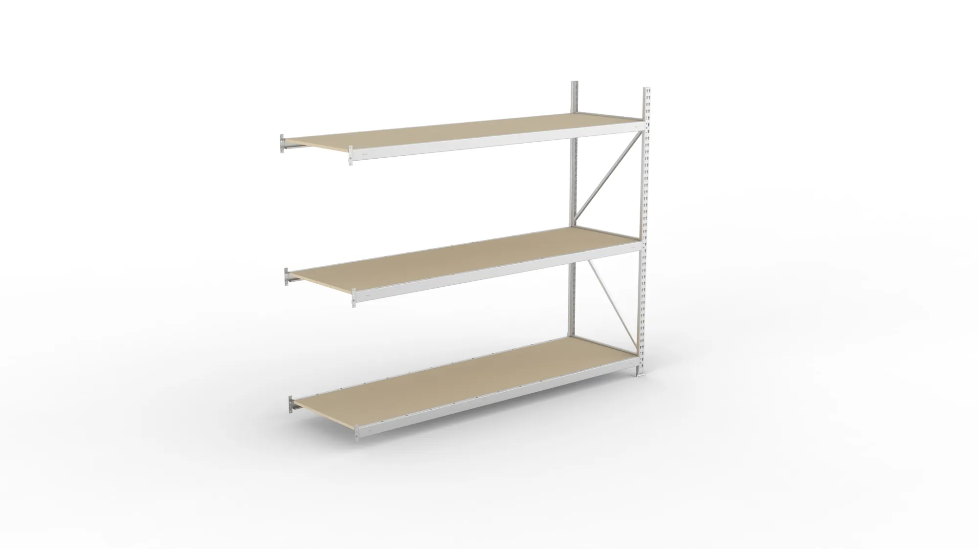 META MINI-RACK Weitspannregal | Anbauregal | 2200 x 2600 x 800 mm | Fachlast 490 kg | Spanplattenböden | 3 Ebenen