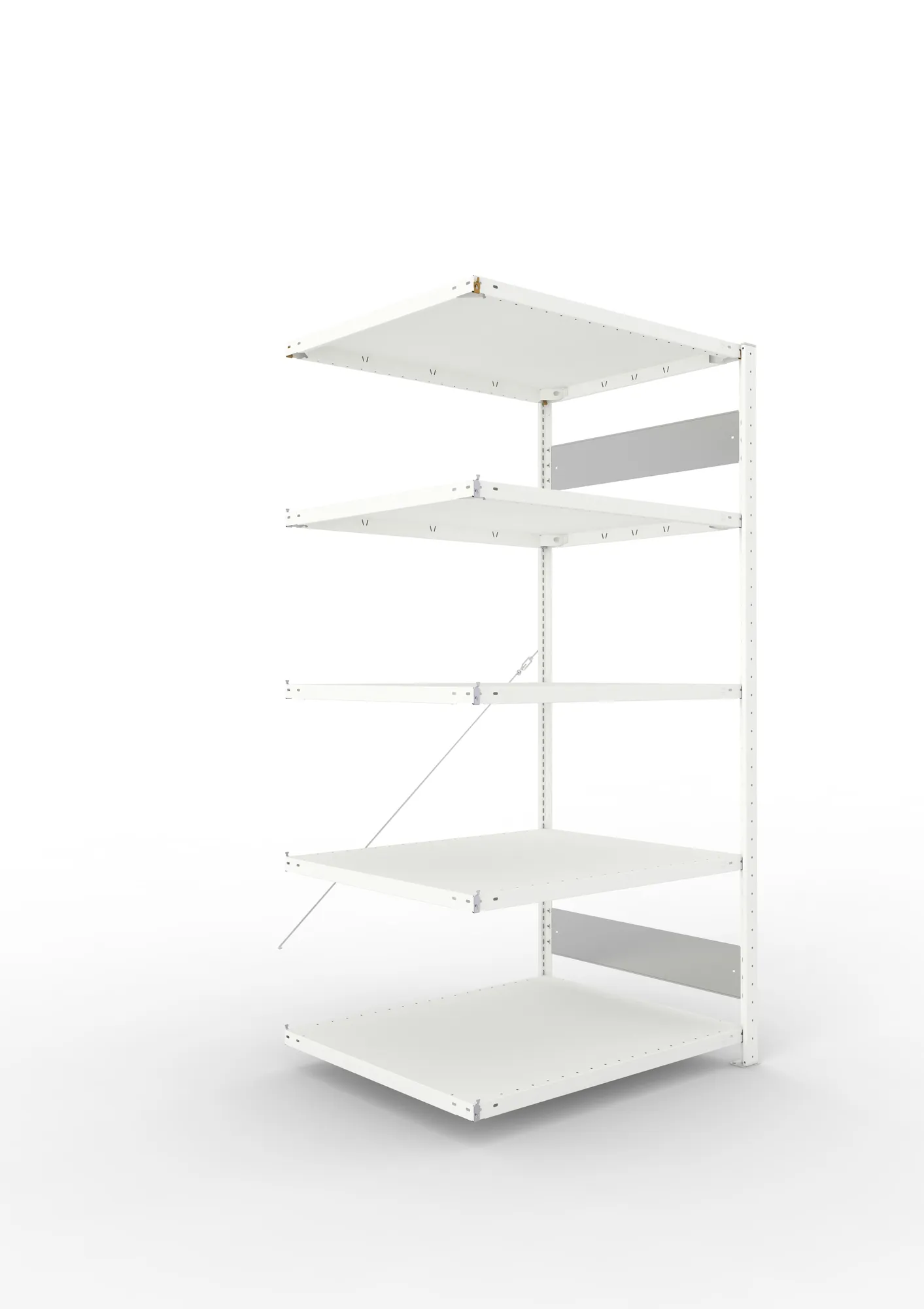 META CLIP S3 | Fachbodenregal | Anbauregal | 2000 x 1000 x 800 mm | Fachlast 230 kg | 4+1 Ebenen | RAL 7035