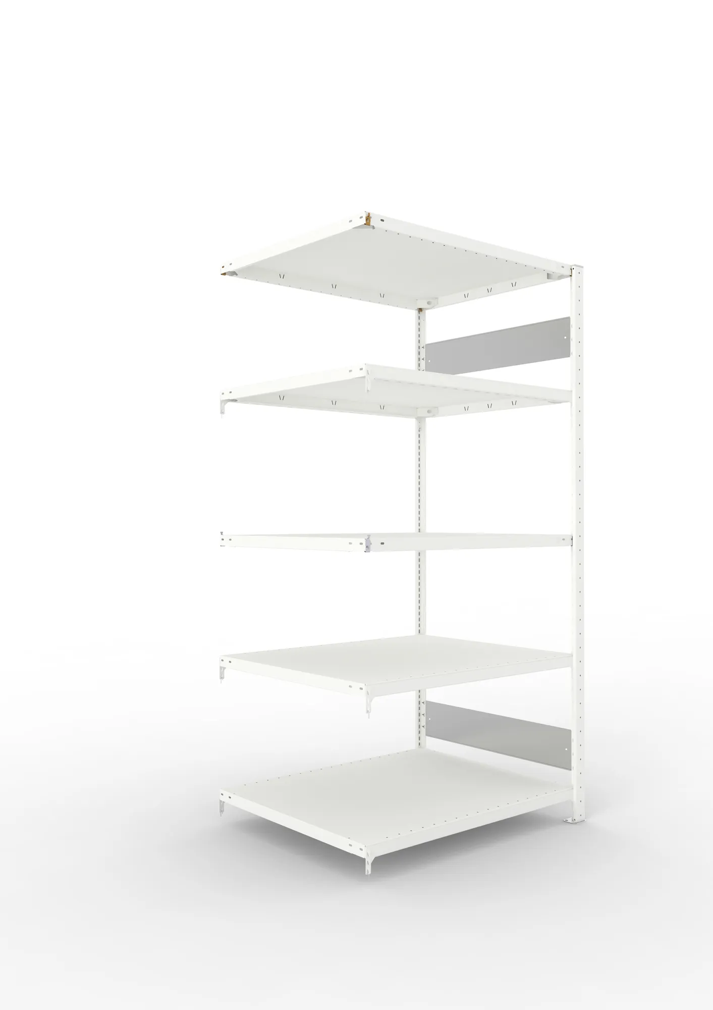 META CLIP S3 | Fachbodenregal | Anbauregal | 2000 x 1000 x 800 mm | Fachlast 230 kg | 4+1 Ebenen | Längsriegel | RAL 7035