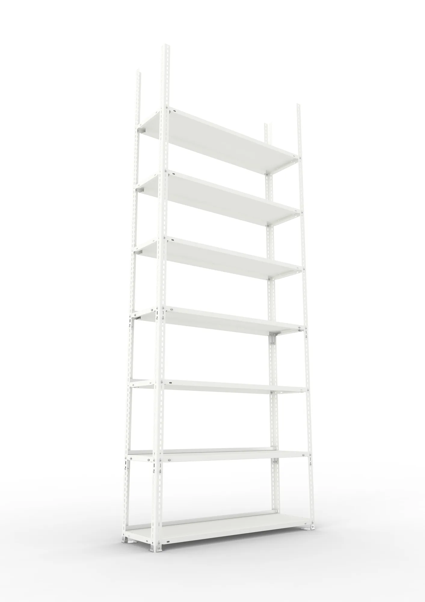 META FIX COMPACT | Büro-Schraubregal | Grundregal | 2500 x 1000 x 300 mm | Fachlast 80 kg | 7 Ebenen | RAL 7035