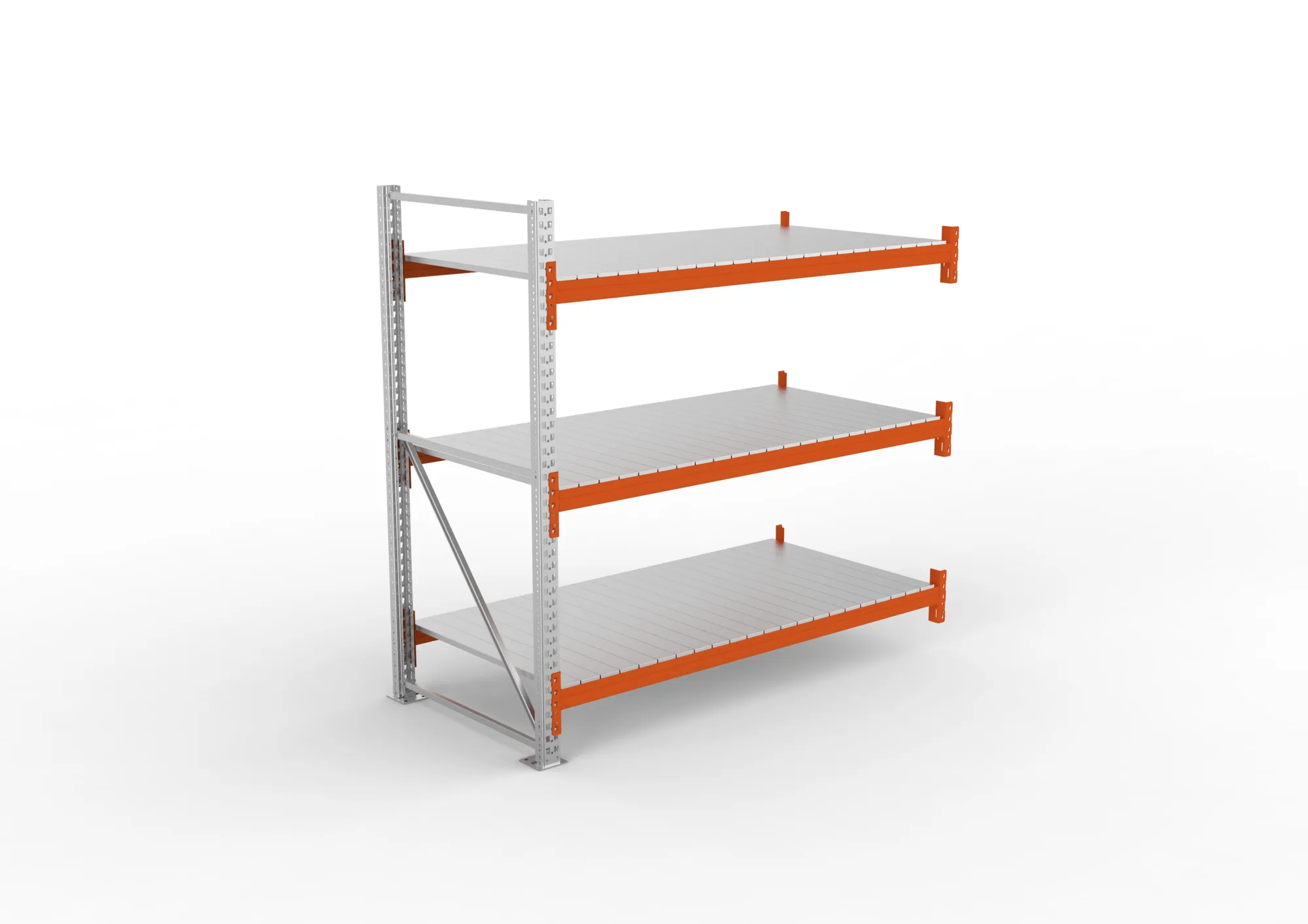 META MULTIPAL | Großfachregal | Anbauregal | 2200 x 2225 x 1100 mm | Fachlast 1900 kg | 3 Ebenen | Stahlpaneele | verzinkt