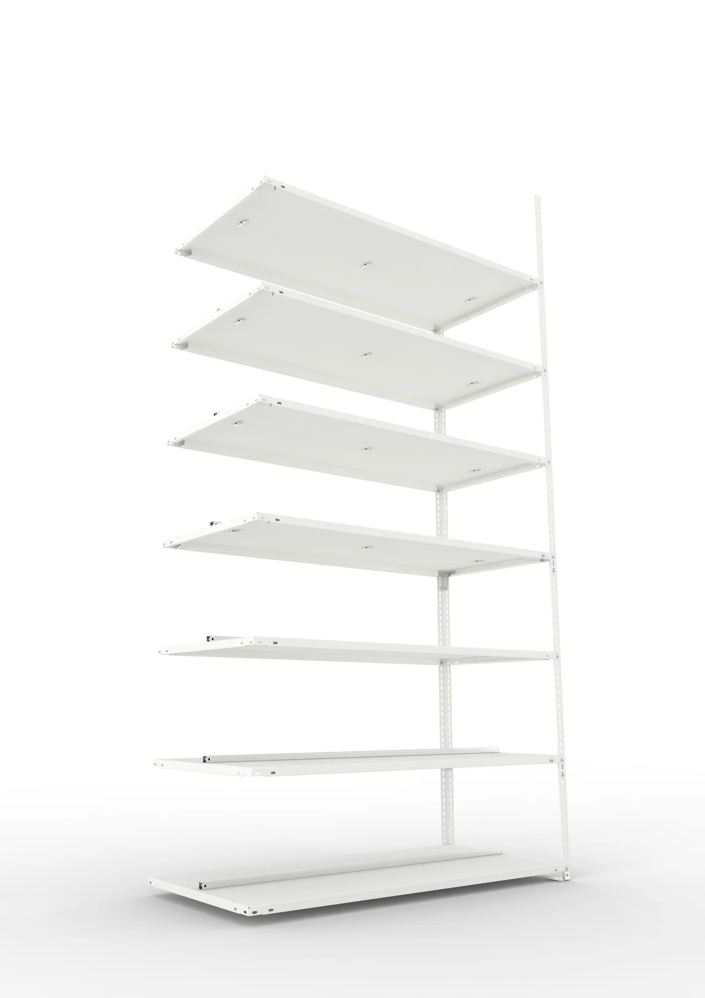 META FIX COMPACT | Büro-Schraubregal | Anbauregal | 2500 x 1250 x 600 mm | Fachlast 100 kg | 7 Ebenen | RAL 7035