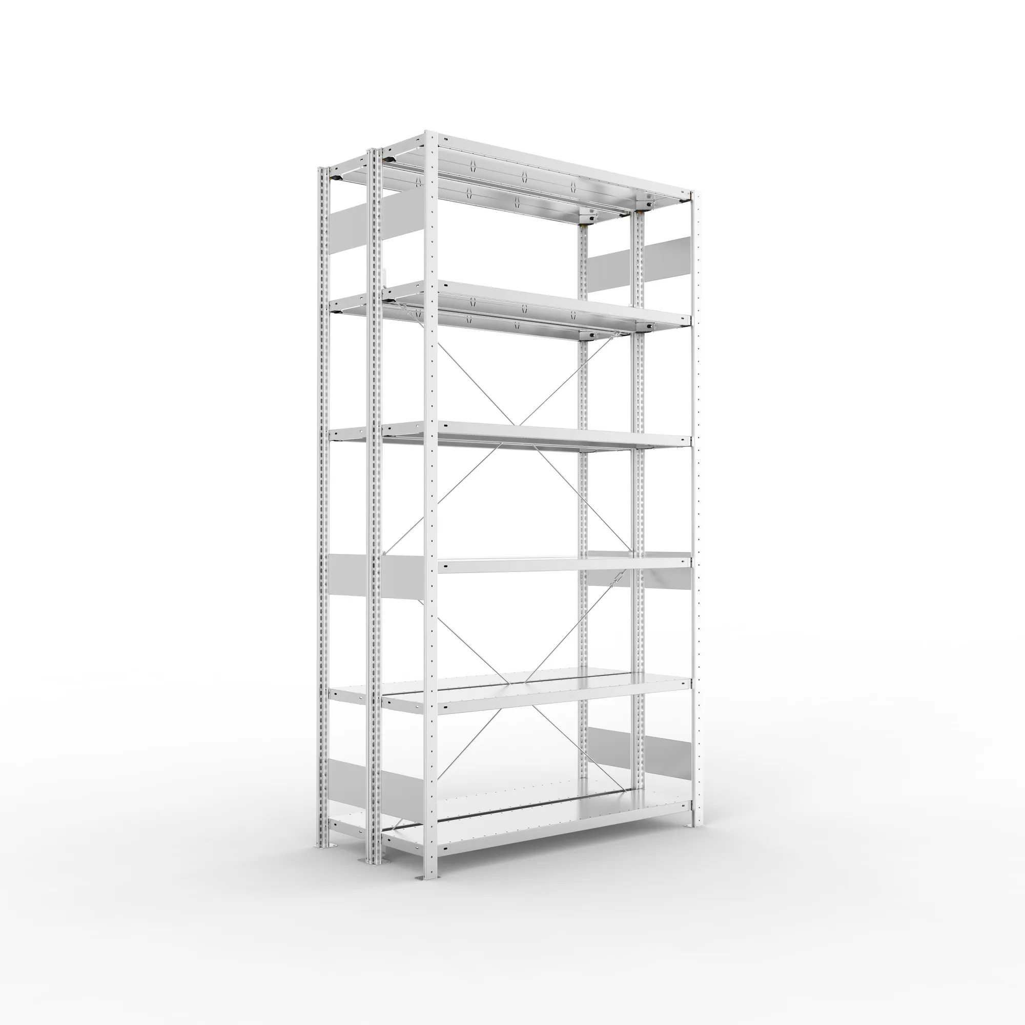 META CLIP S3 | Fachbodenregal | Doppel-Grundregal | 2500 x 1300 x 300 mm | Fachlast 230 kg | 5+1 Ebenen | verzinkt