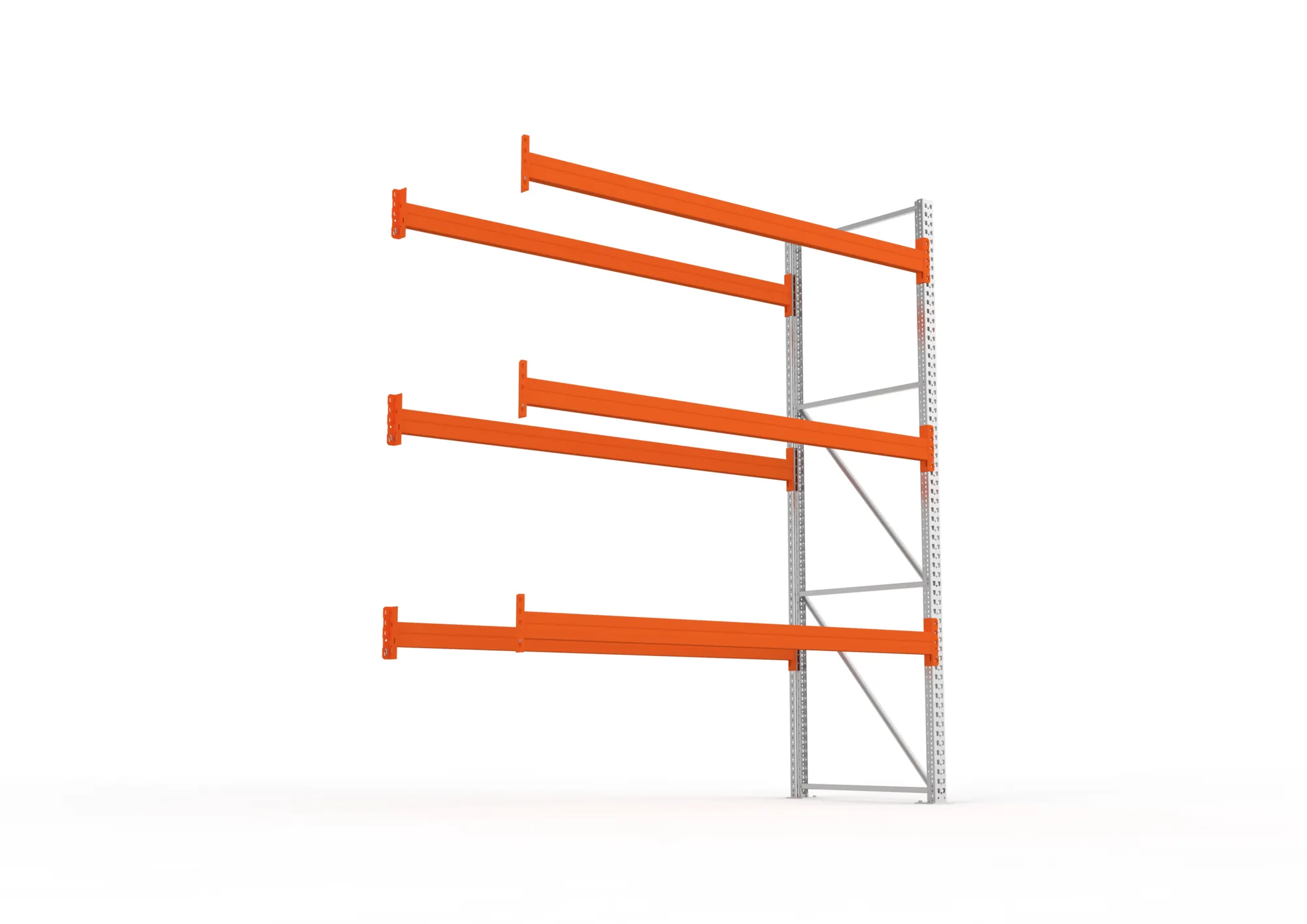 META MULTIPAL | Palettenregal | Anbauregal | 3300 x 2700 x 1100 mm | Fachlast 980 kg | 4 Ebenen | 12 Paletten | verzinkt