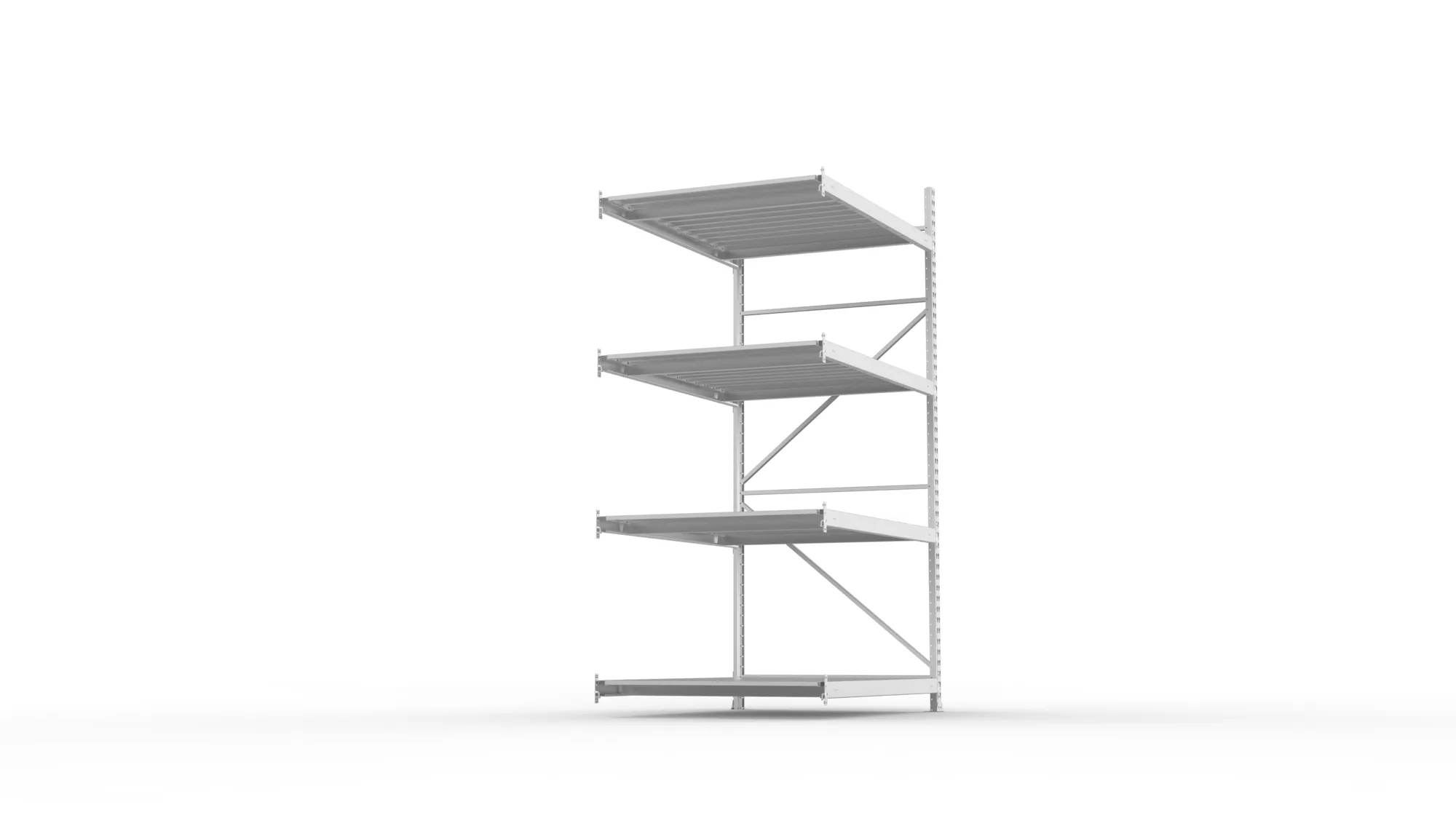 META MINI-RACK Weitspannregal | Anbauregal | 2500 x 1400 x 1050 mm | Fachlast 600 kg | Stahlpaneelböden | 4 Ebenen