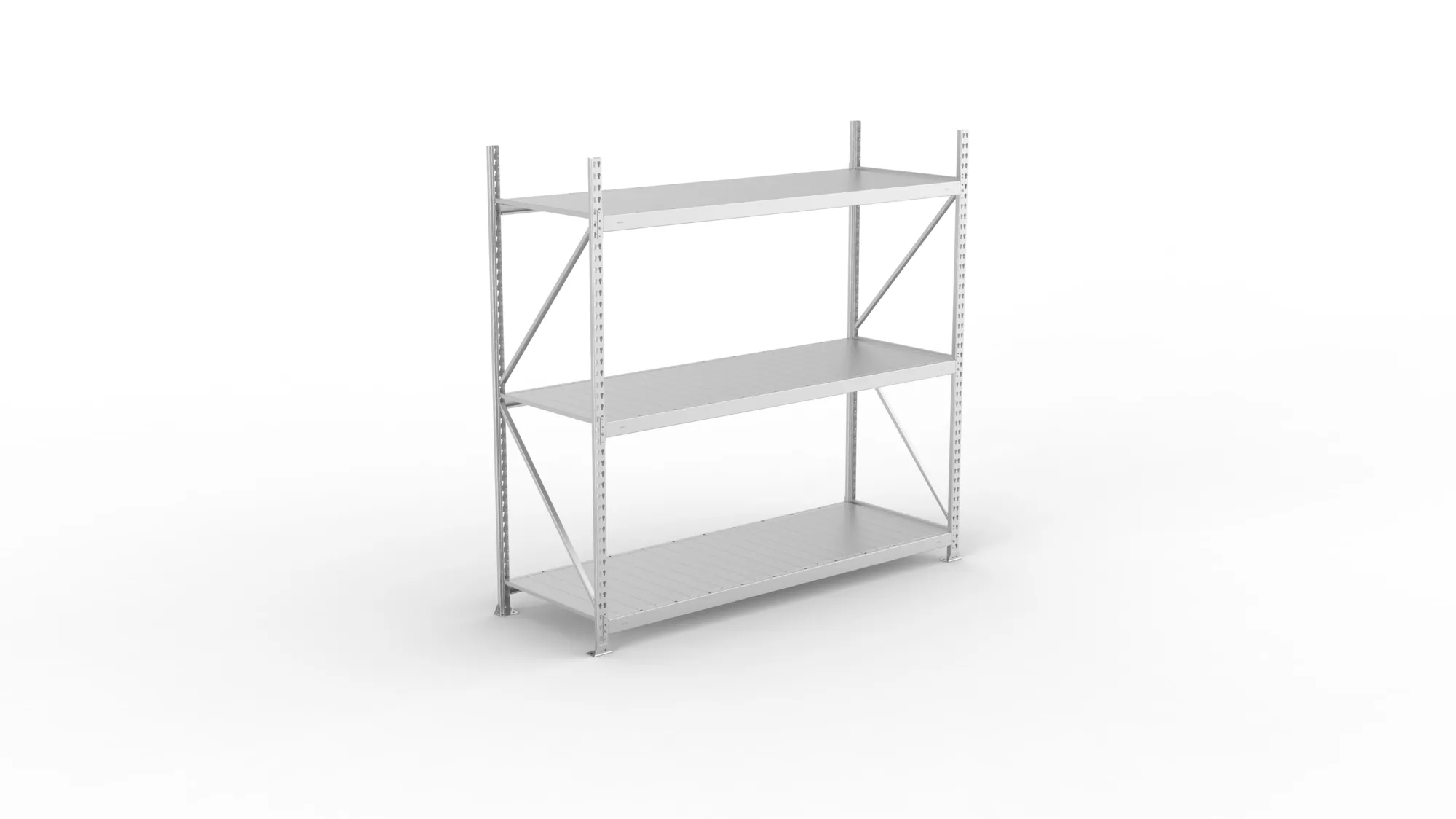 META MINI-RACK Weitspannregal | Grundregal | 2200 x 2200 x 800 mm | Fachlast 600 kg | Stahlpaneelböden | 3 Ebenen