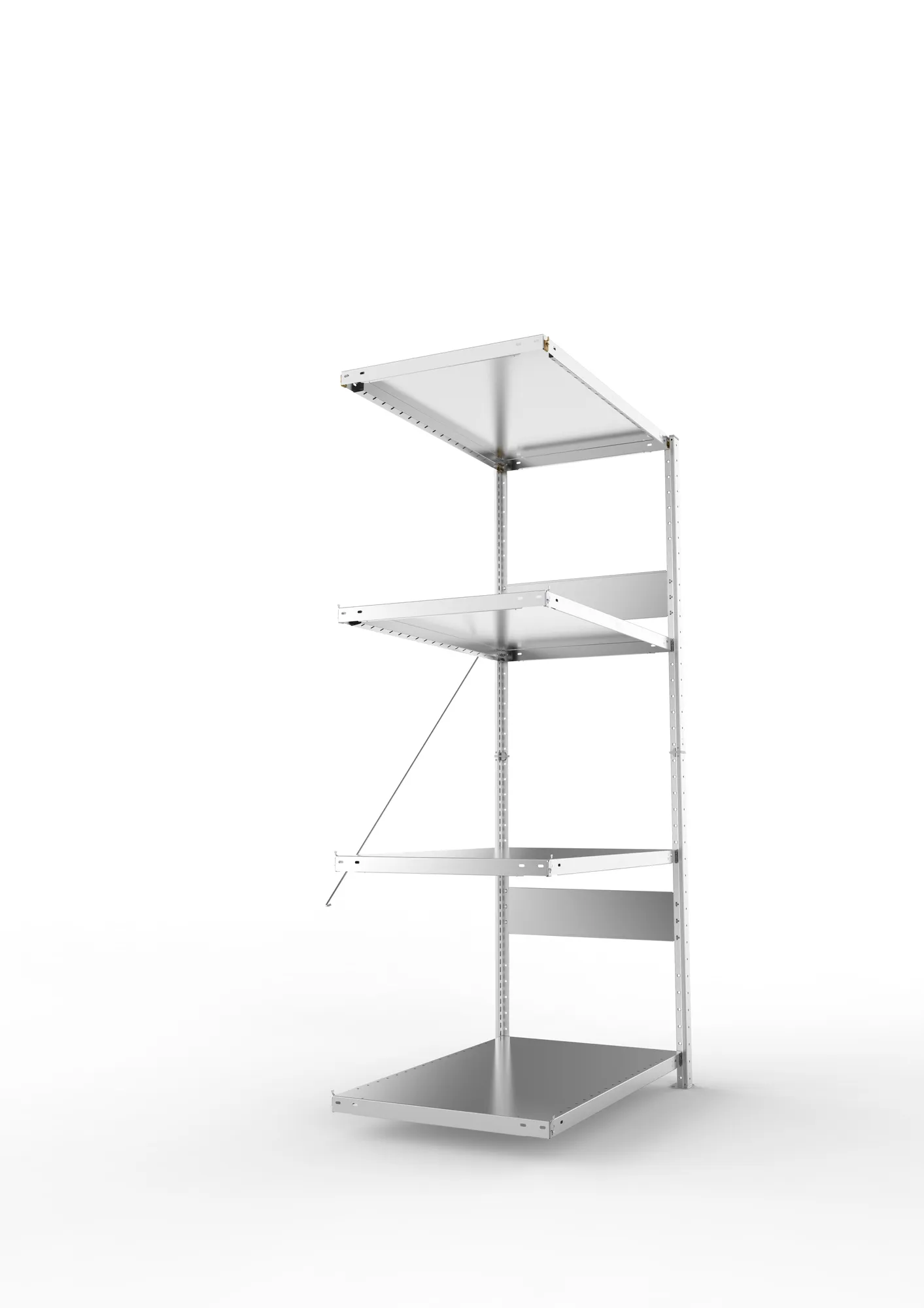 META CLIP SPLIT | Fachbodenregal | Anbauregal | 2000 x 1000 x 600 mm | Fachlast 100 kg | 3+1 Ebenen | verzinkt