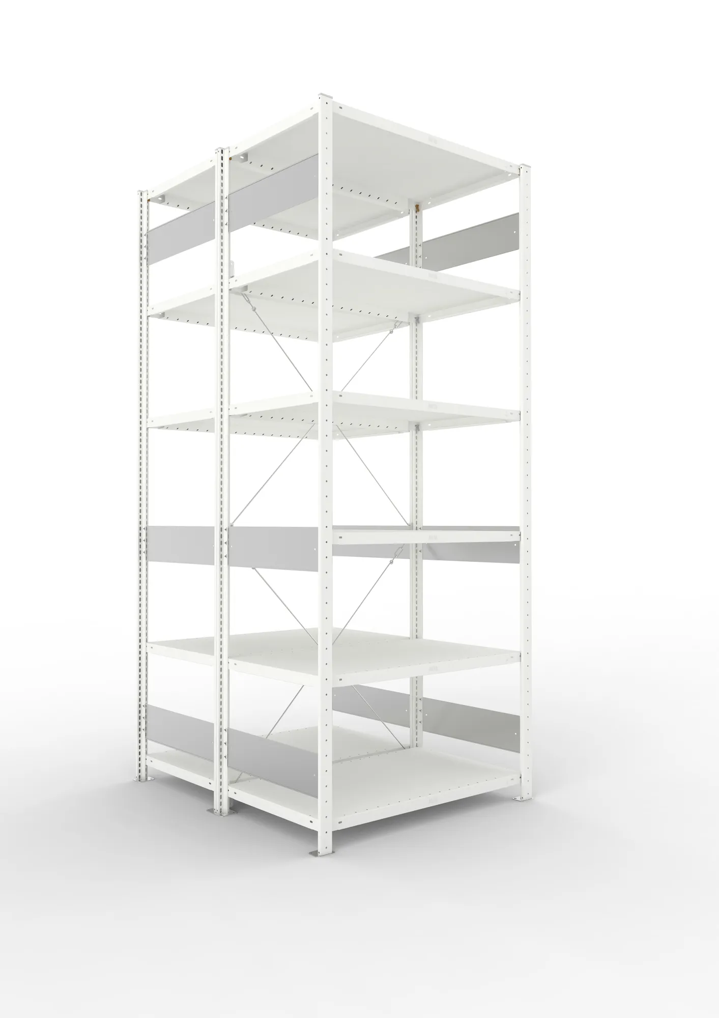 META CLIP S3 | Fachbodenregal | Doppel-Grundregal | 2500 x 1000 x 600 mm | Fachlast 100 kg | 5+1 Ebenen | RAL 7035