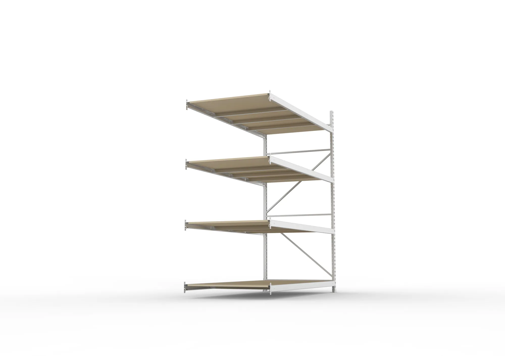 META MINI-RACK Weitspannregal | Anbauregal | 2500 x 2200 x 1050 mm | Fachlast 600 kg | Spanplattenböden | 4 Ebenen