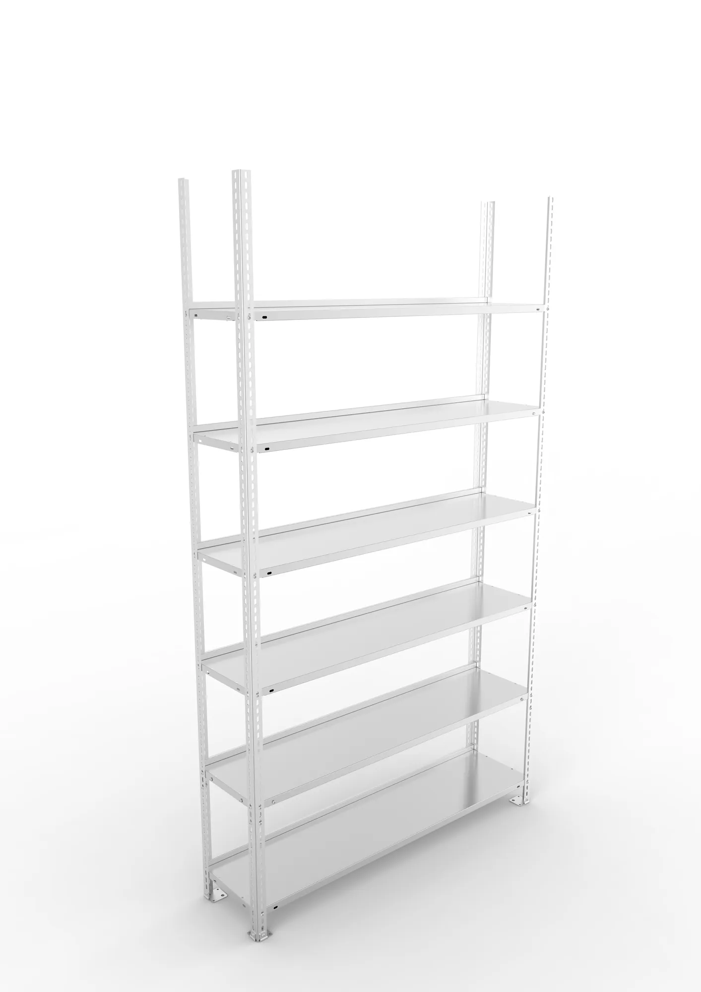 META FIX COMPACT | Büro-Schraubregal | Grundregal | 2200 x 1250 x 300 mm | Fachlast 80 kg | 6 Ebenen | verzinkt